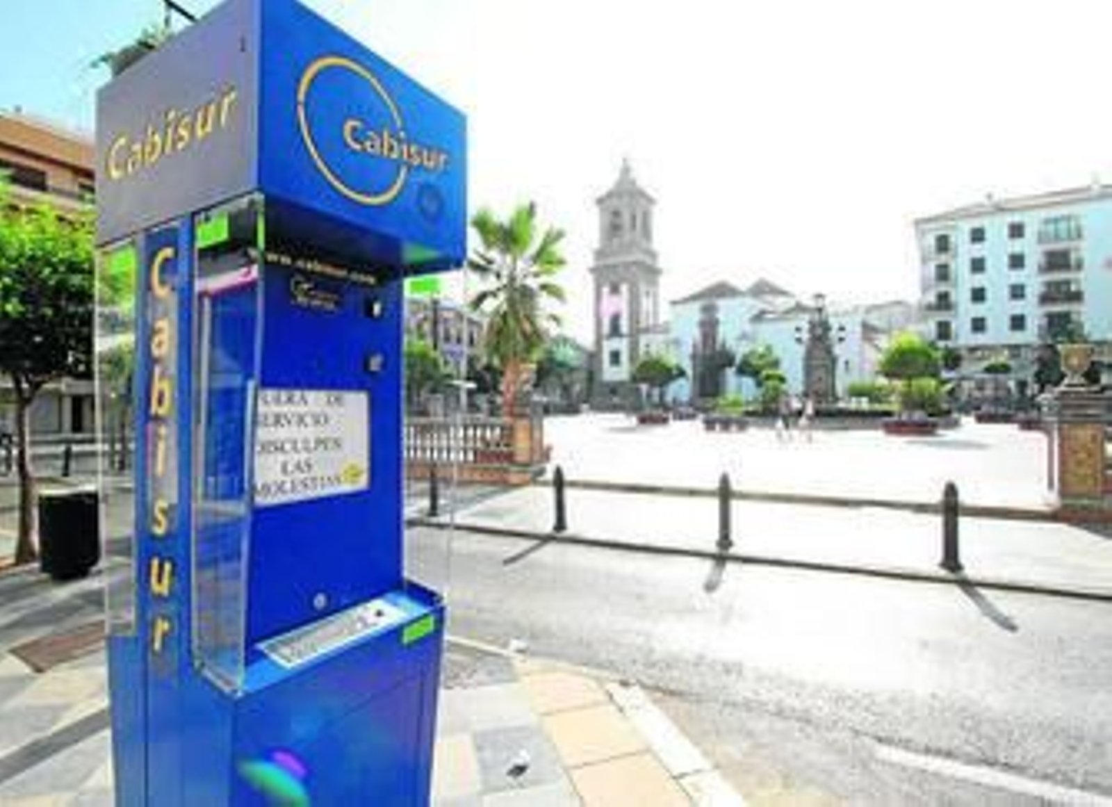 Una de las cabinas que ya se ha montado, en concreto en la Plaza Alta.