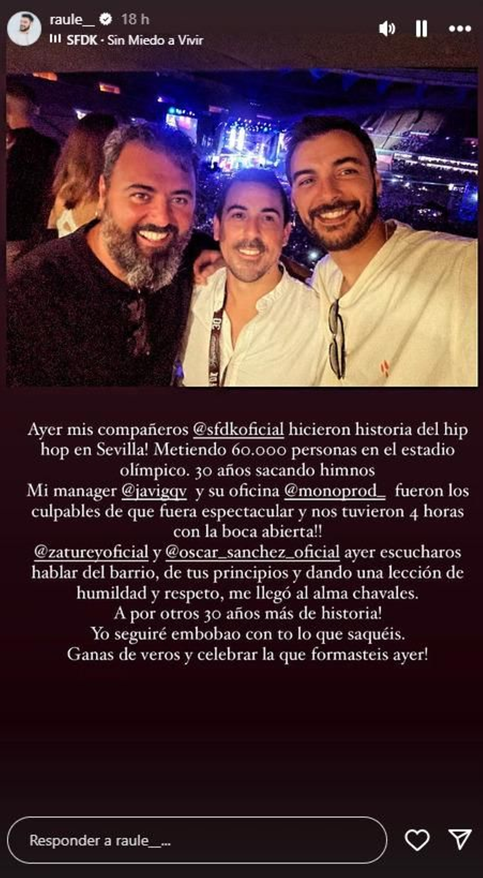 Raule en el concierto de SFDK en Sevilla