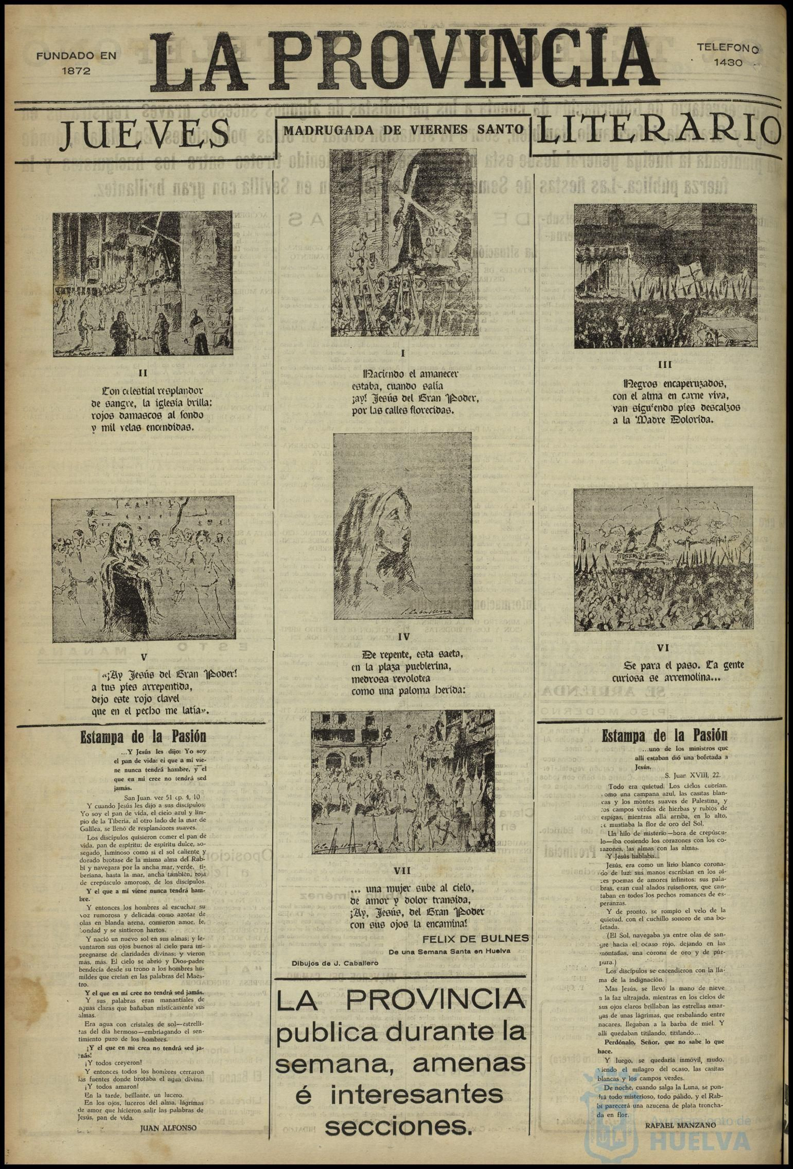 Dibujos de José Caballeros para la Semana Santa de 1934