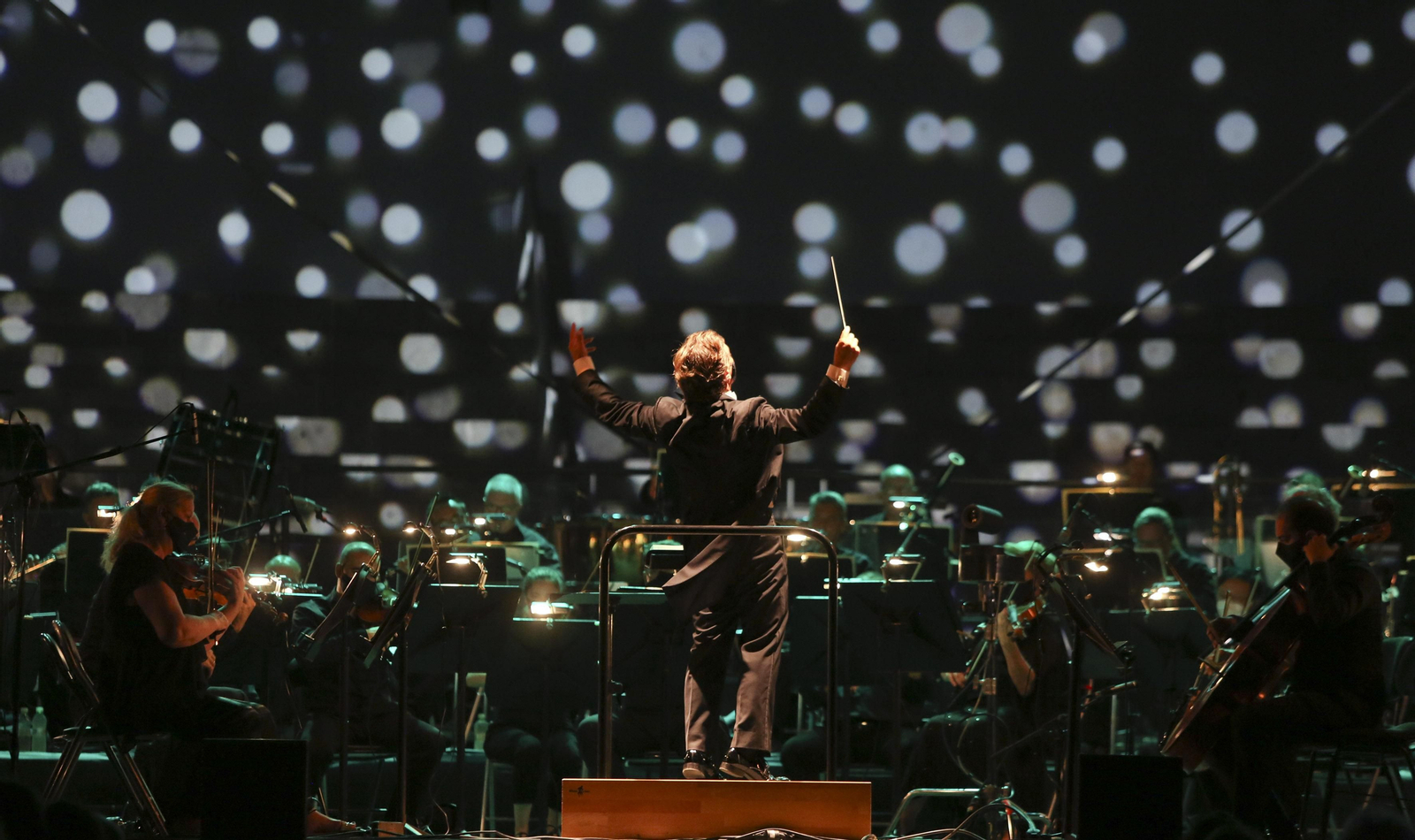 La Orquesta Filarmónica de Málaga, en el concierto celebrado en la plaza de toros el pasado septiembre.