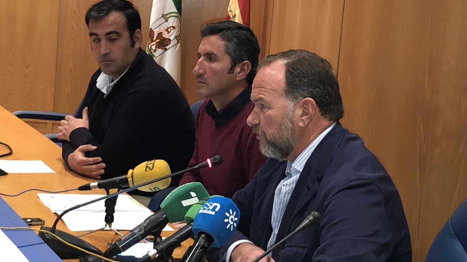 Los convocantes Enrique Acción (COAG), Cristóbal Picón (Cooperativas) y José Luis García-Palacios (Asaja).