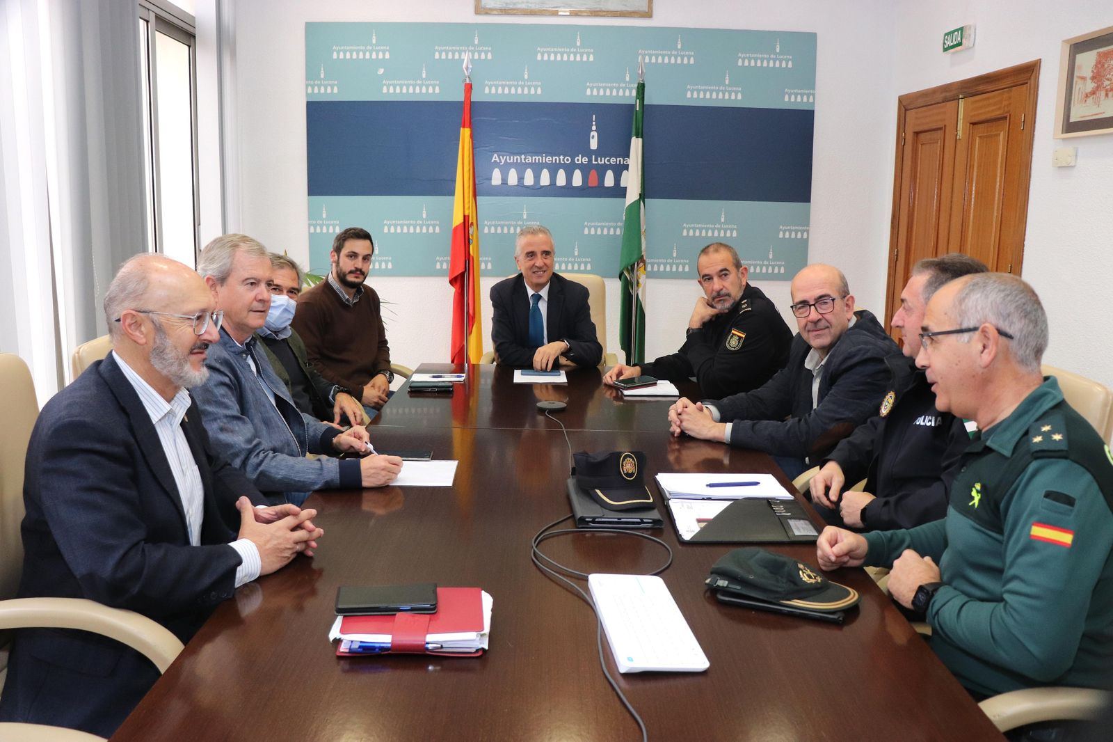 Reunión de los responsables de seguridad, en el Ayuntamiento de Lucena.