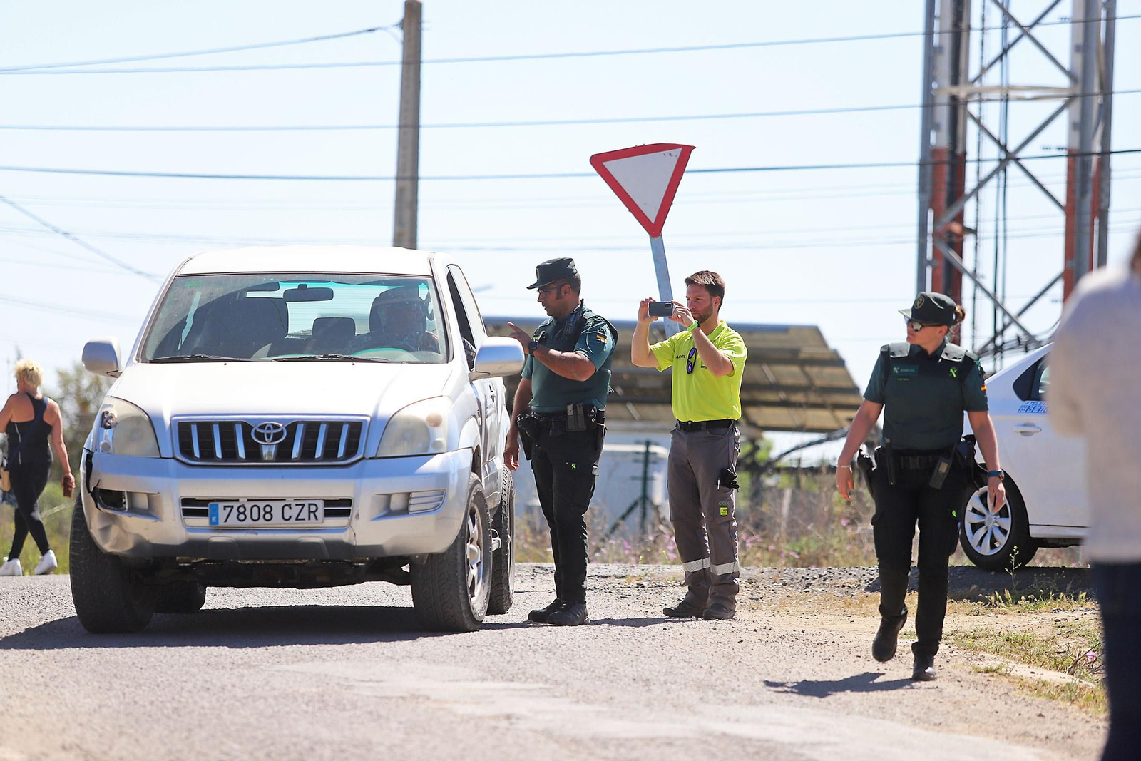 Imágenes del simulacro de incendio forestal que la Junta organiza en Aljaraque