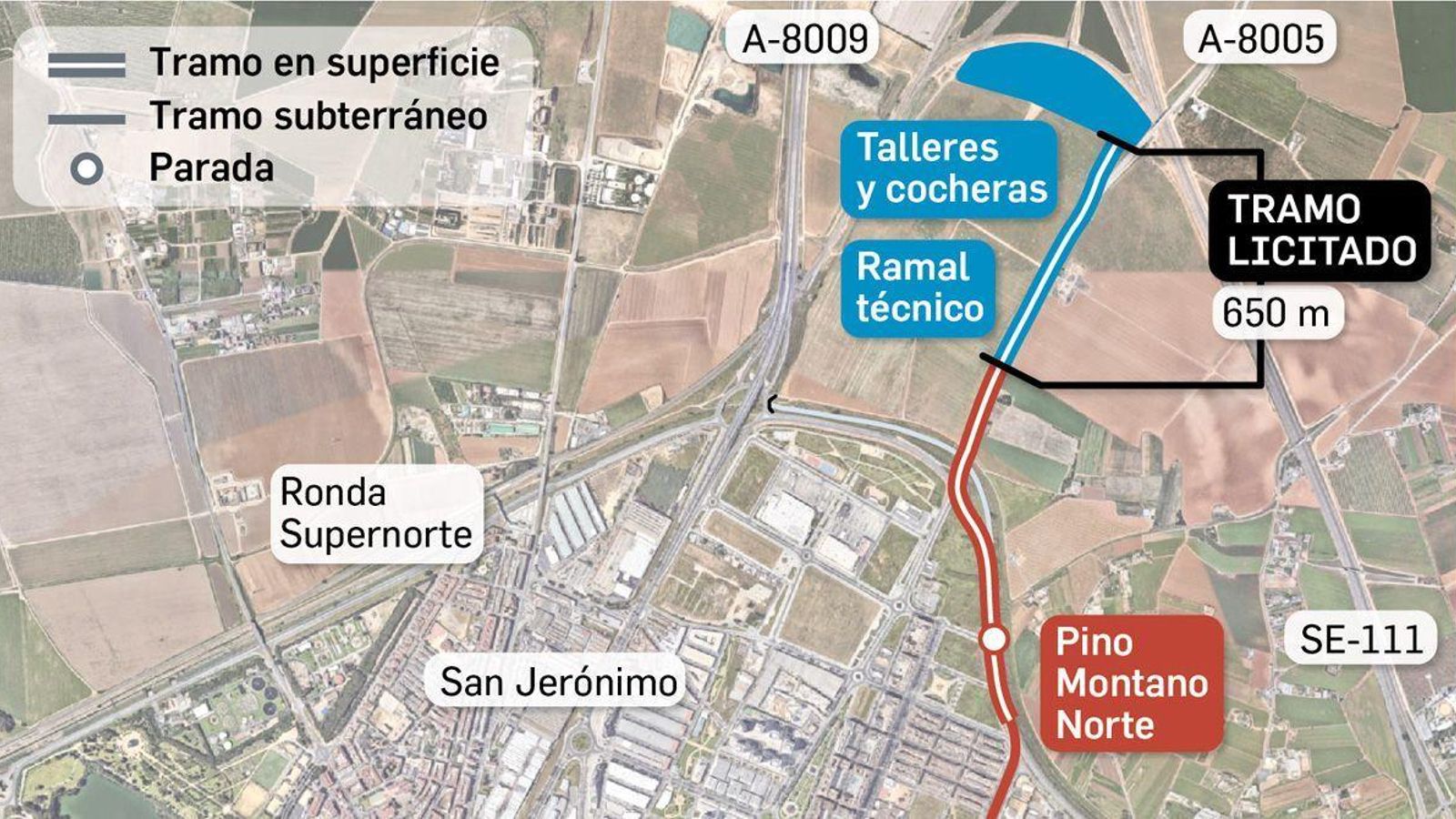 Localizador del ramal técnico del tramo Norte de la línea 3 del Metro.