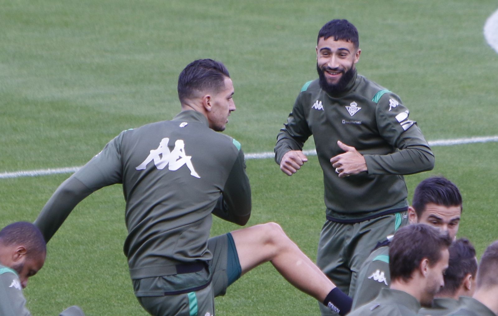 Fekir, durante el entrenamiento de este viernes.