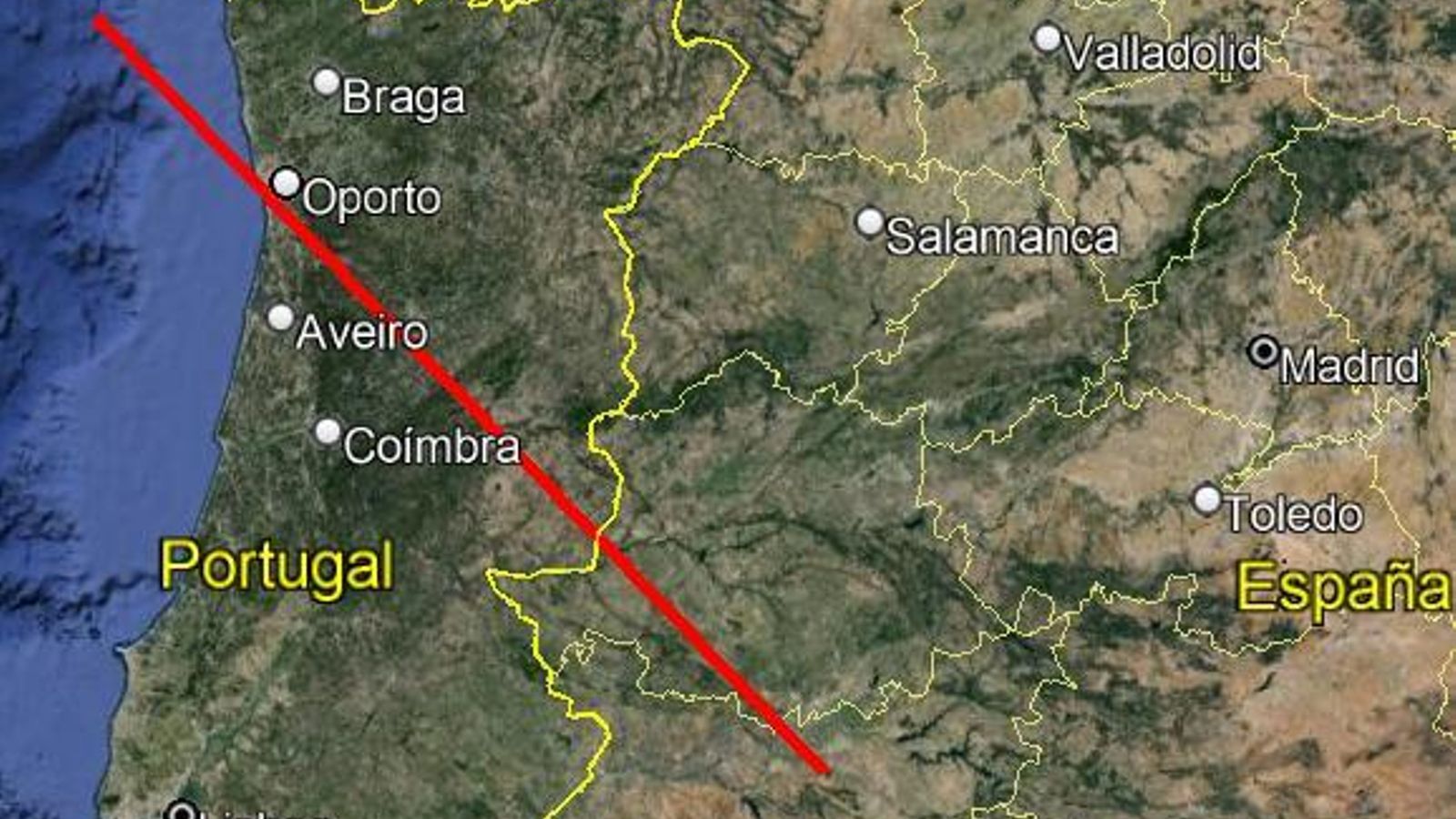 La bola de fuego ha cruzado por España y Portugal. La bola de fuego ha cruzado por España y Portugal.