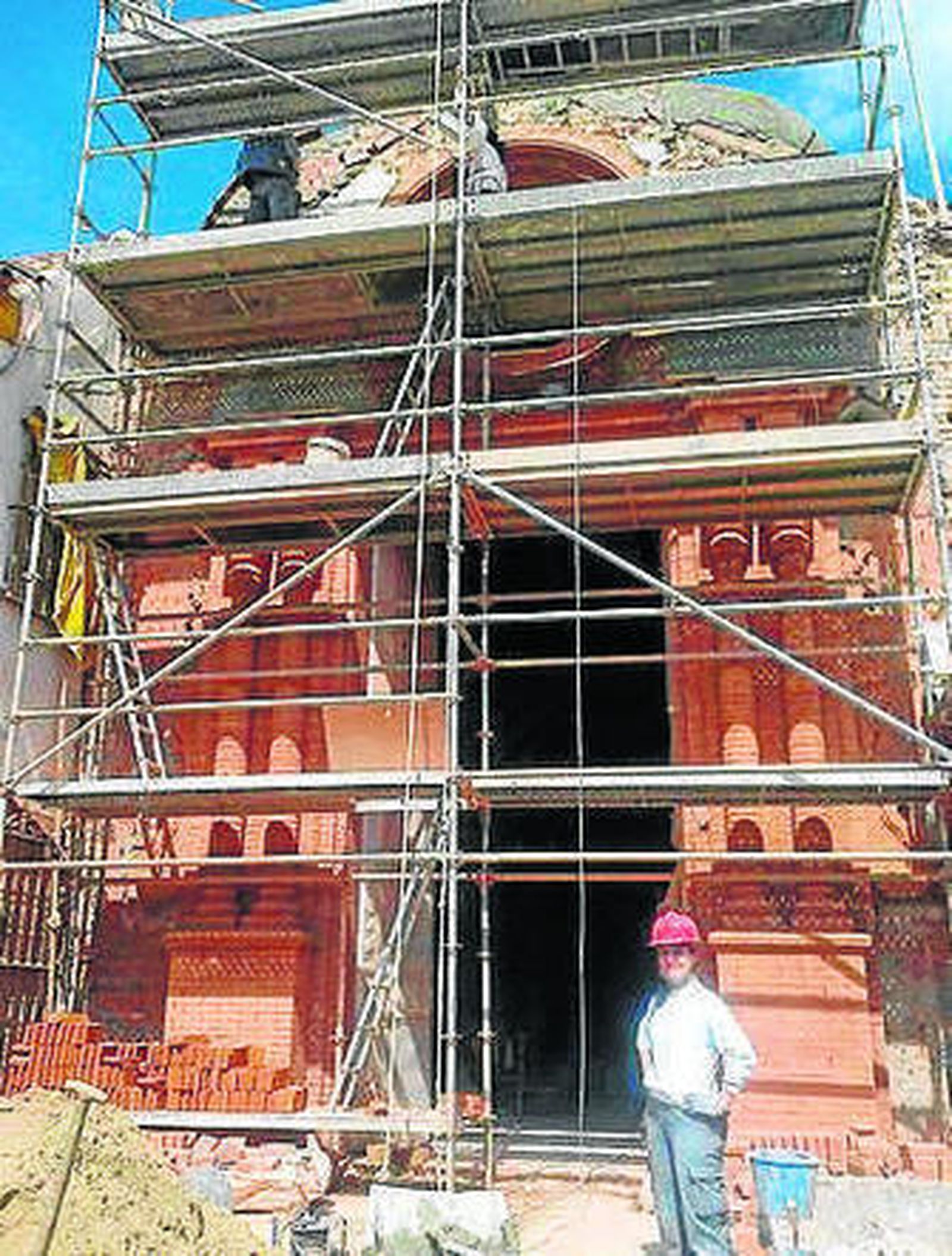 Un detalle de las obras de la iglesia.