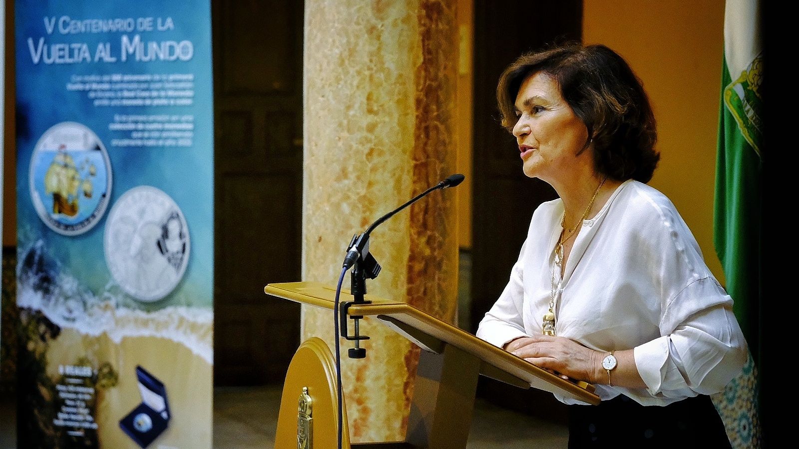 La vicepresidenta, Carmen Calvo, durante su intervención.