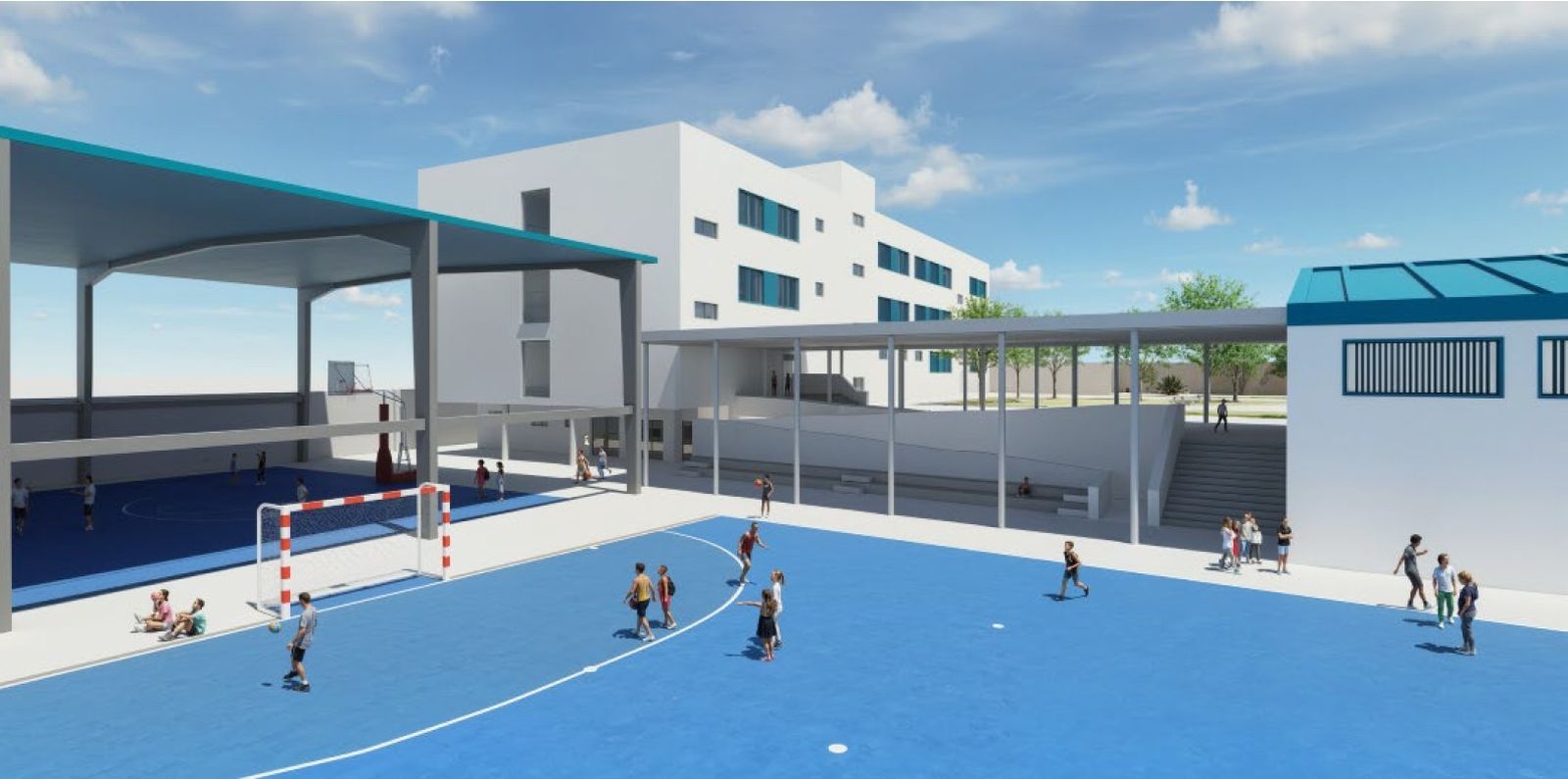 Recreación virtual de la ampliación del Colegio Entrenúcleos.