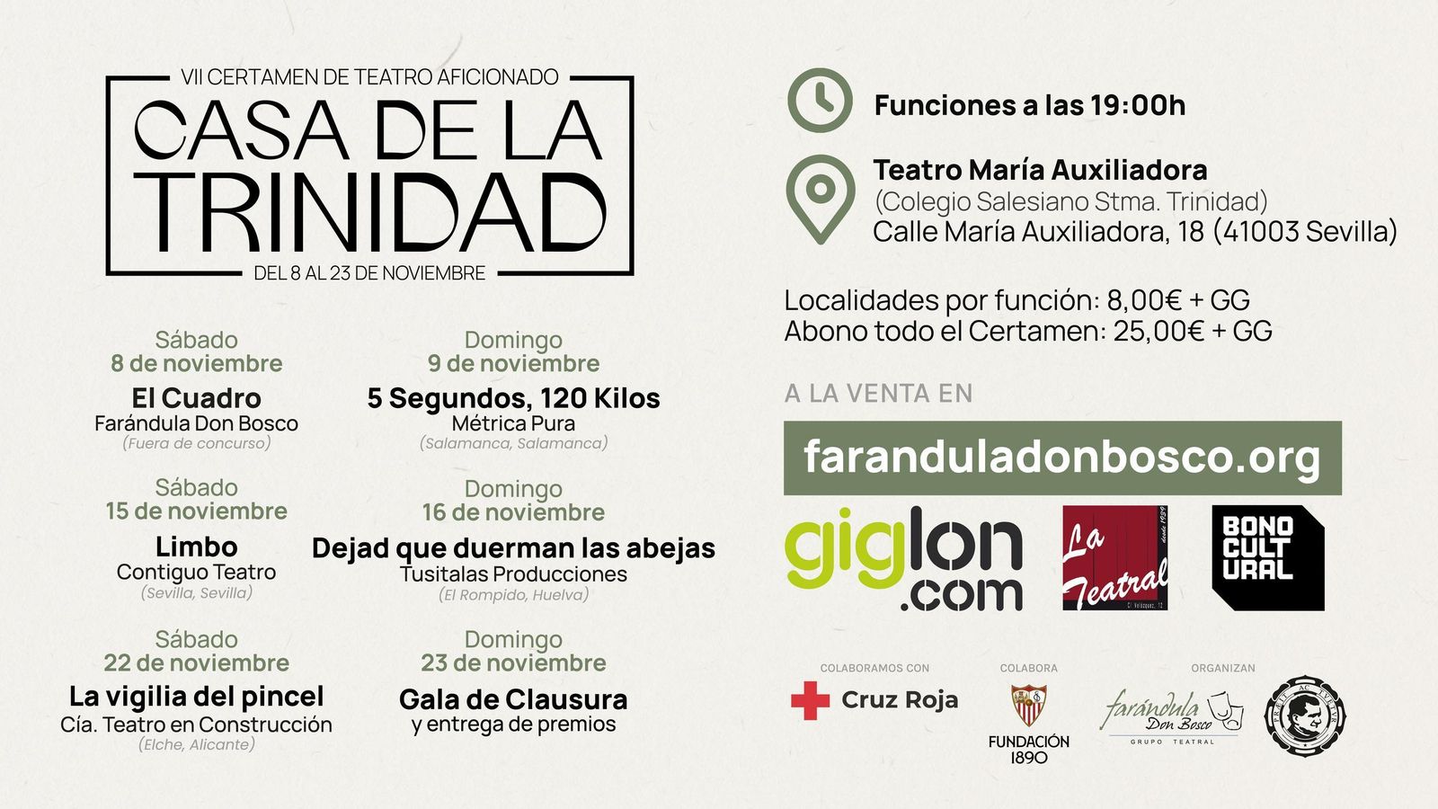 Programa completo del VII Certamen de Teatro Aficionado "Casa de la Trinidad"