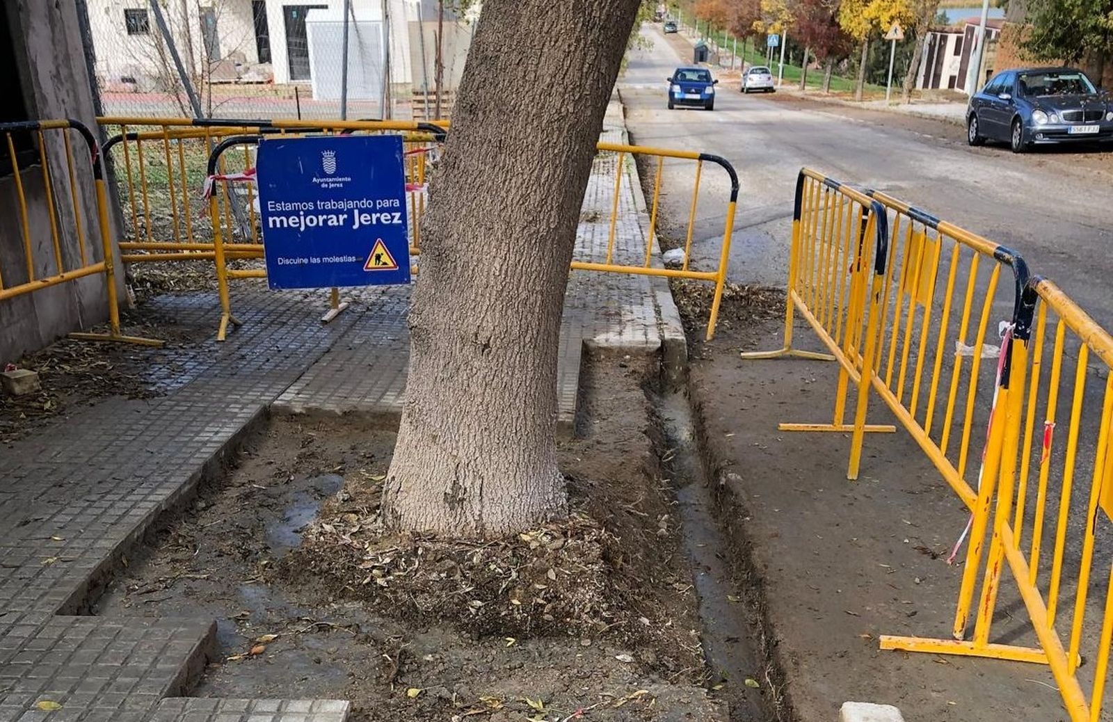 Imagen de las obras para eliminar barreras arquitectónicas y facilitar la accesibilidad en la calle Bulgaria