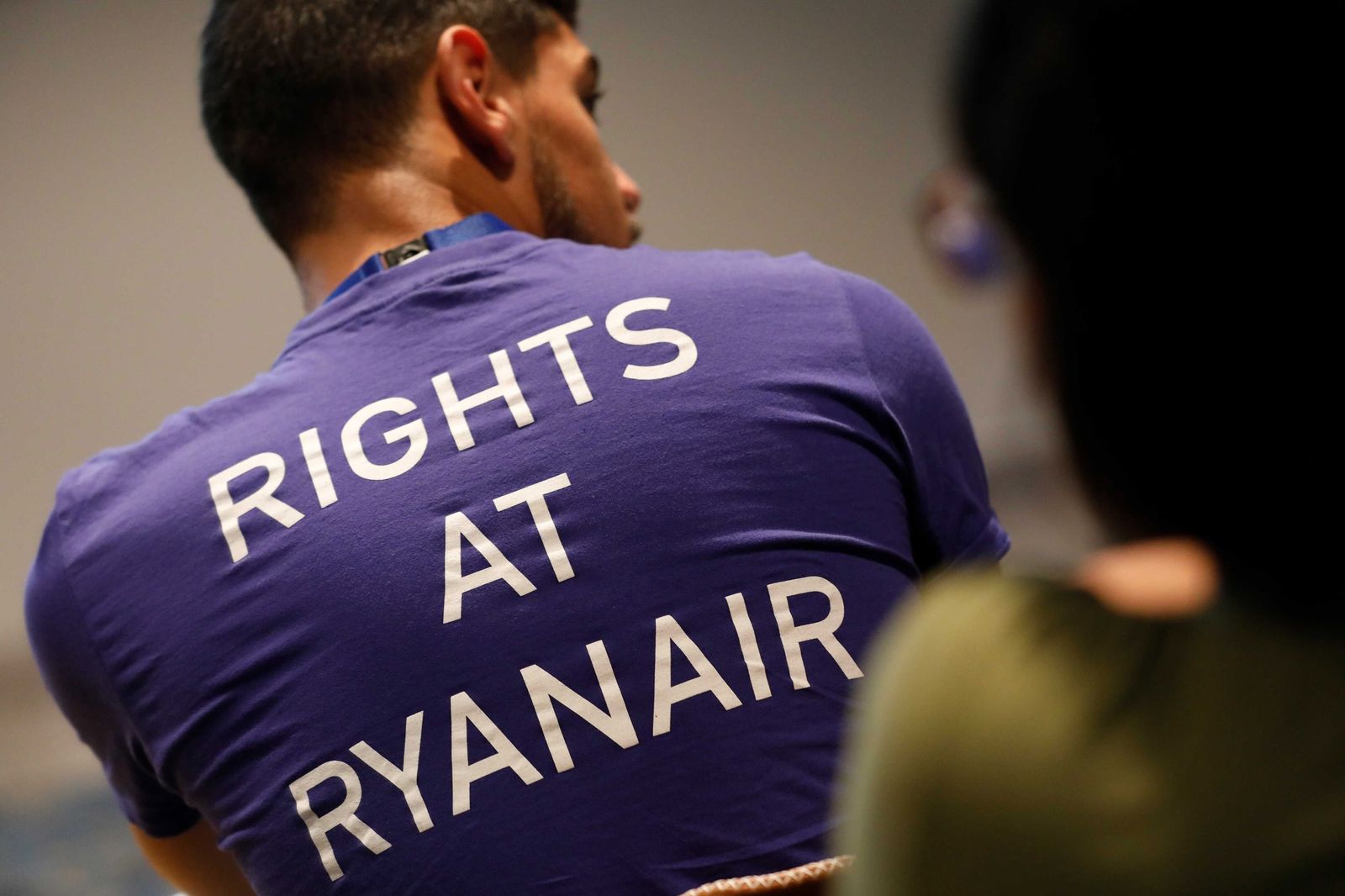 Un empleado de Ryanair en una protesta reciente en Holanda.