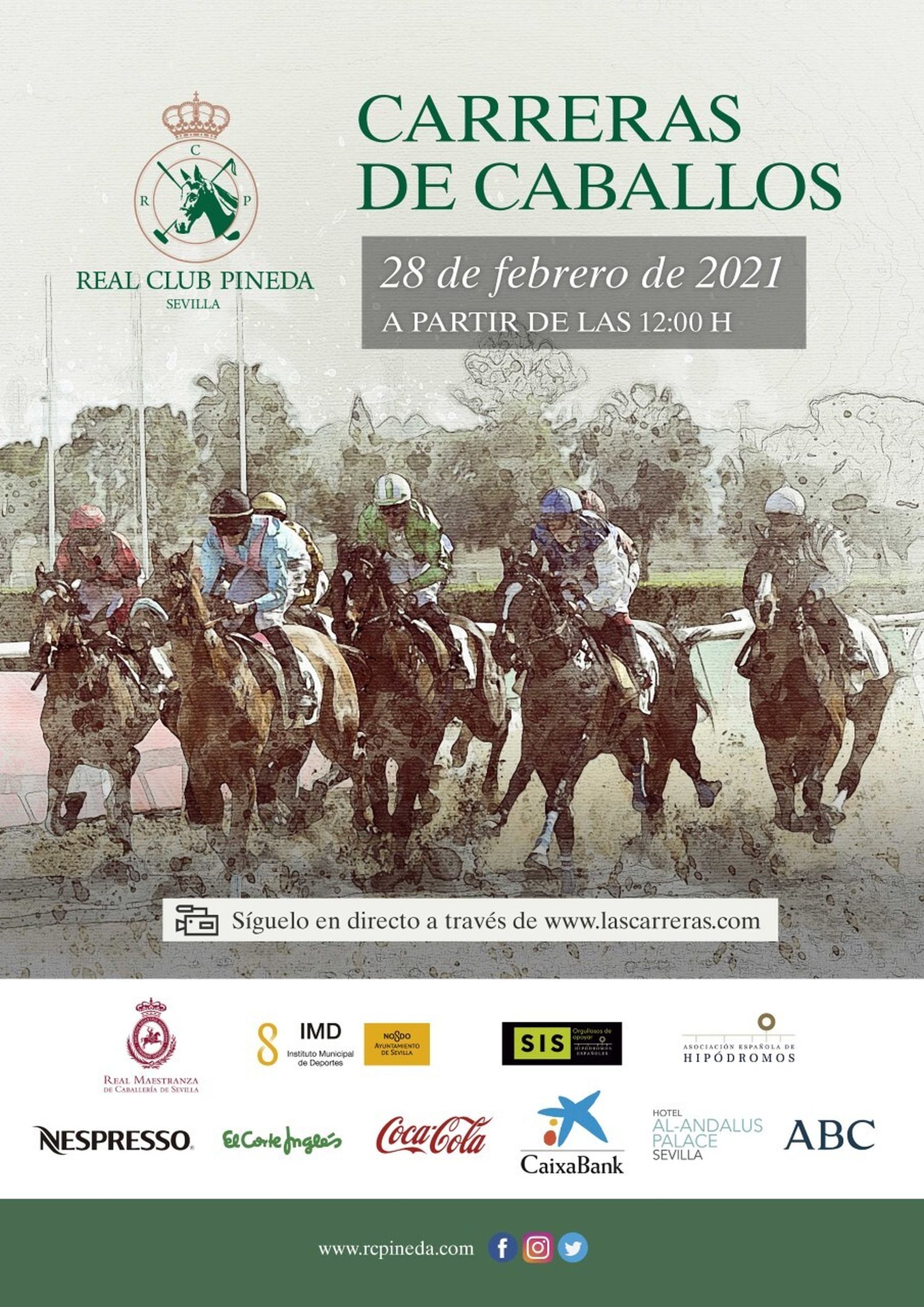 Cartel de las carreras de caballo en Pineda de este 28 de febrero.