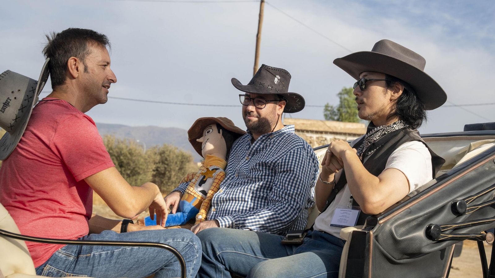 Juan Francisco Viruega y José Díaz durante el pasacalles.