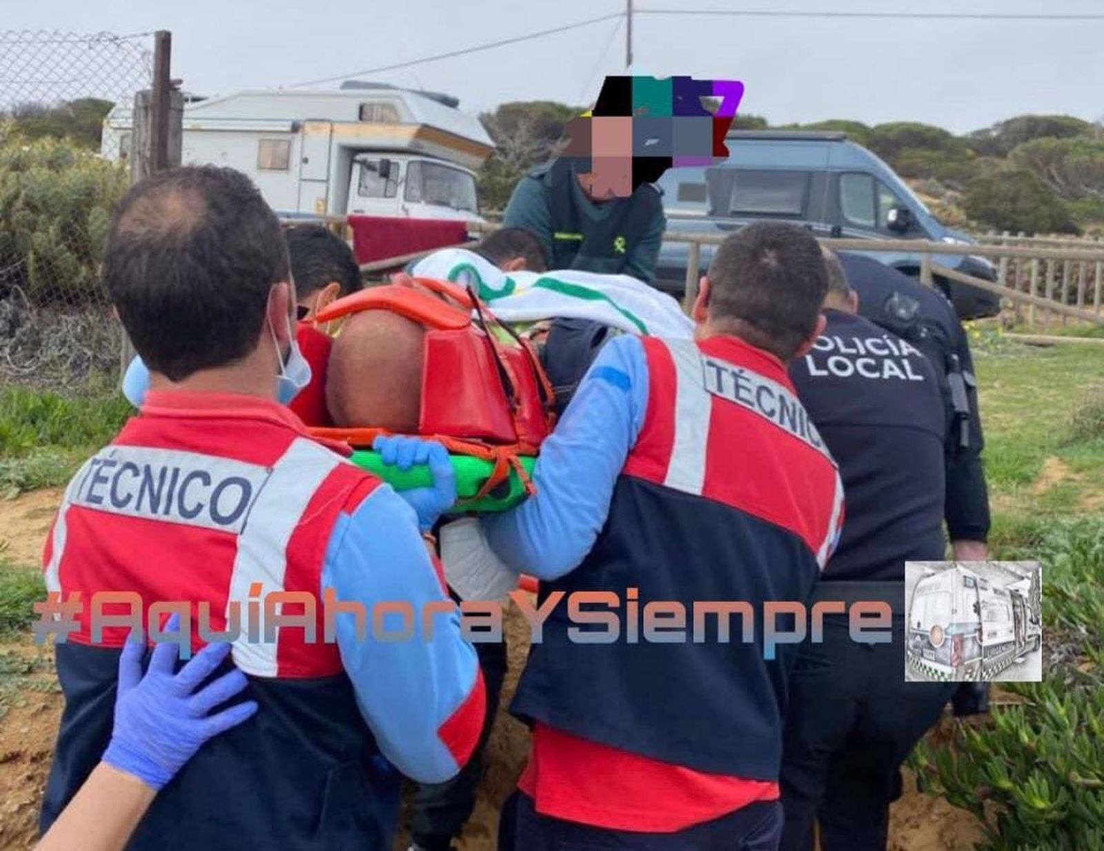 Traslado del herido.