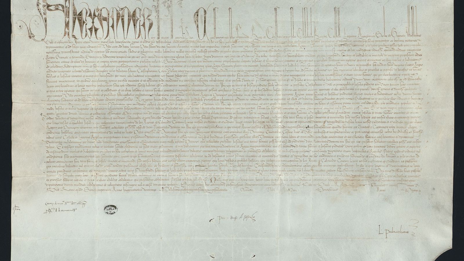 Bula 'Inter Caetera II' del papa Alejandro VI a los Reyes Católicos