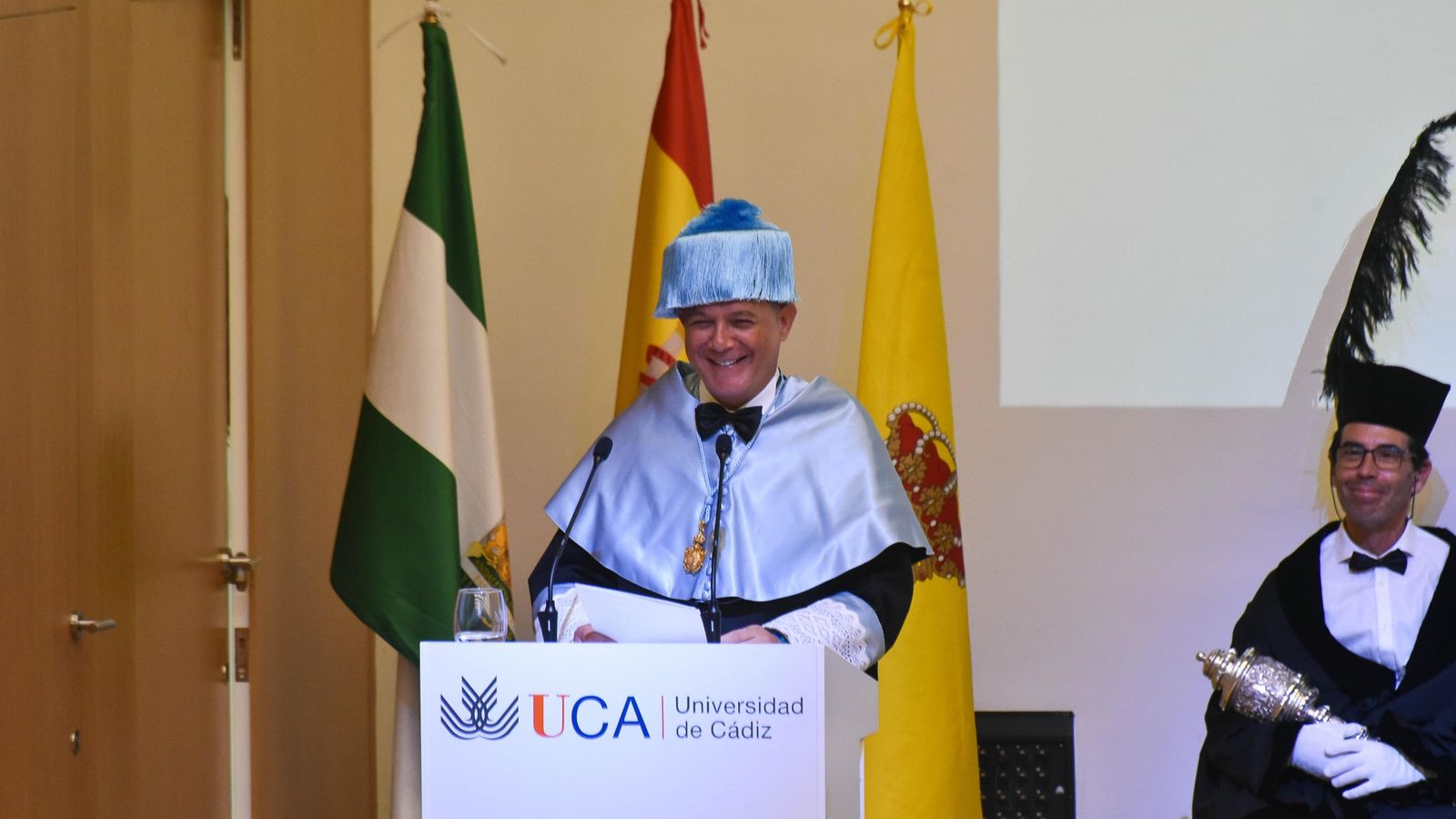 Alejandro Sanz durante su discurso tras ser nombrado Doctor Honoris Causa.