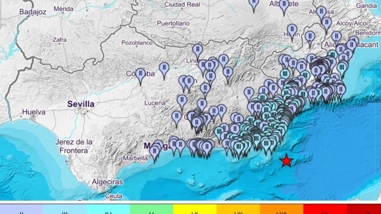 Los municipios donde se ha sentido el terremoto de 5,5 y sus intensidades
