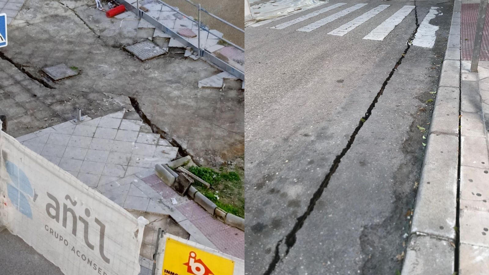 Grietas aparecidas en la calle Unicef.