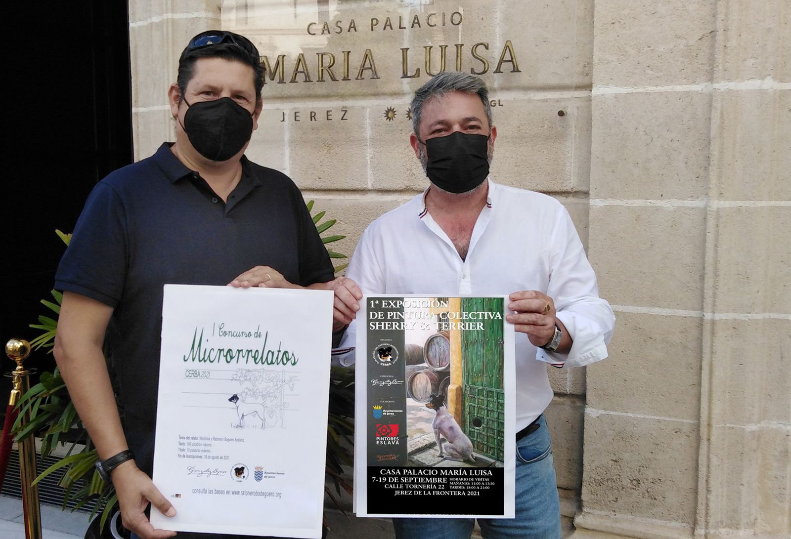 Benjamín Sánchez, presidente del Club Español del Ratonero Bodeguero Andaluz, y Rubén Pérez, delegado de Fiestas.