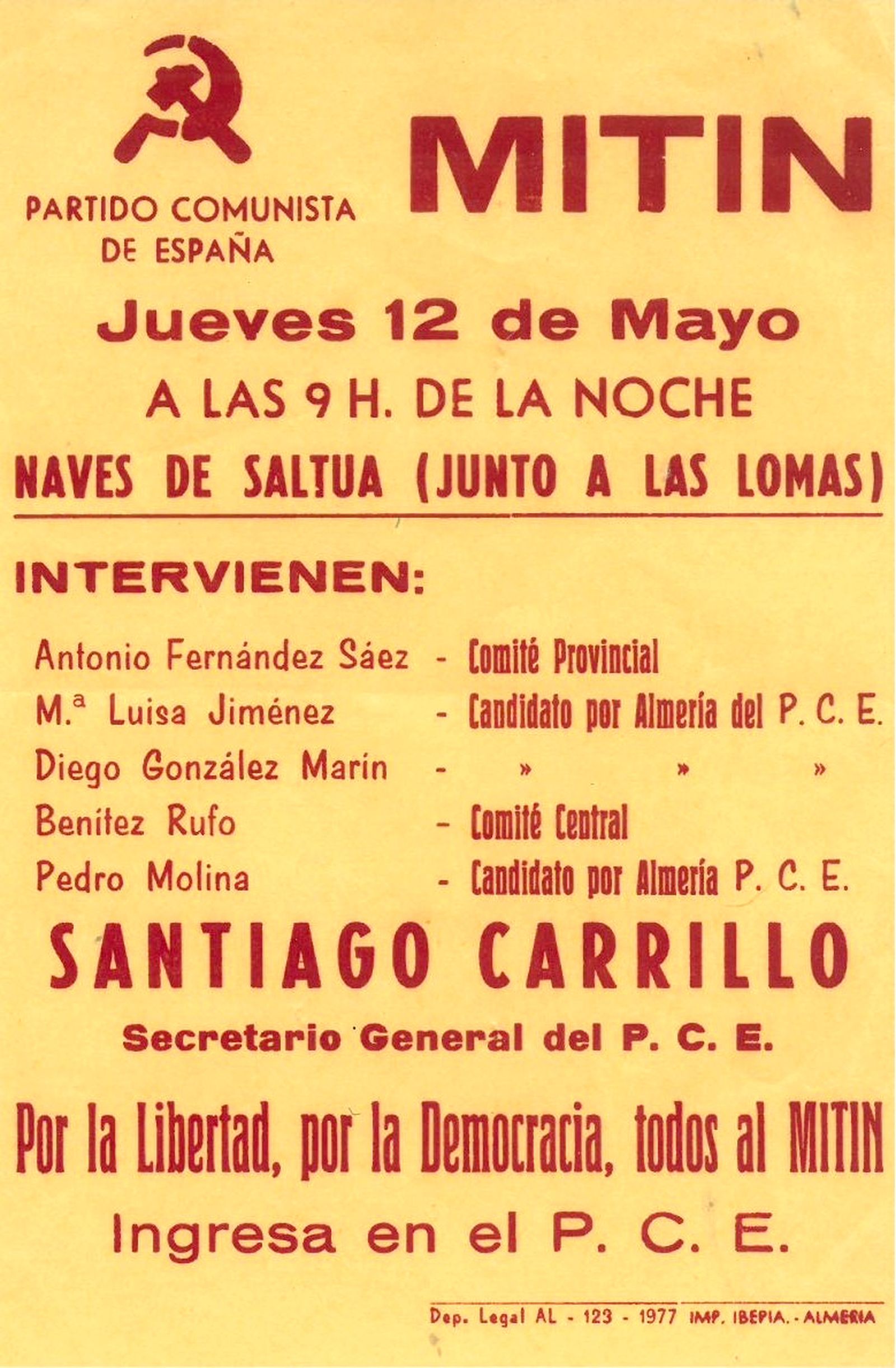 Mitin del PCE en Almería en 1977