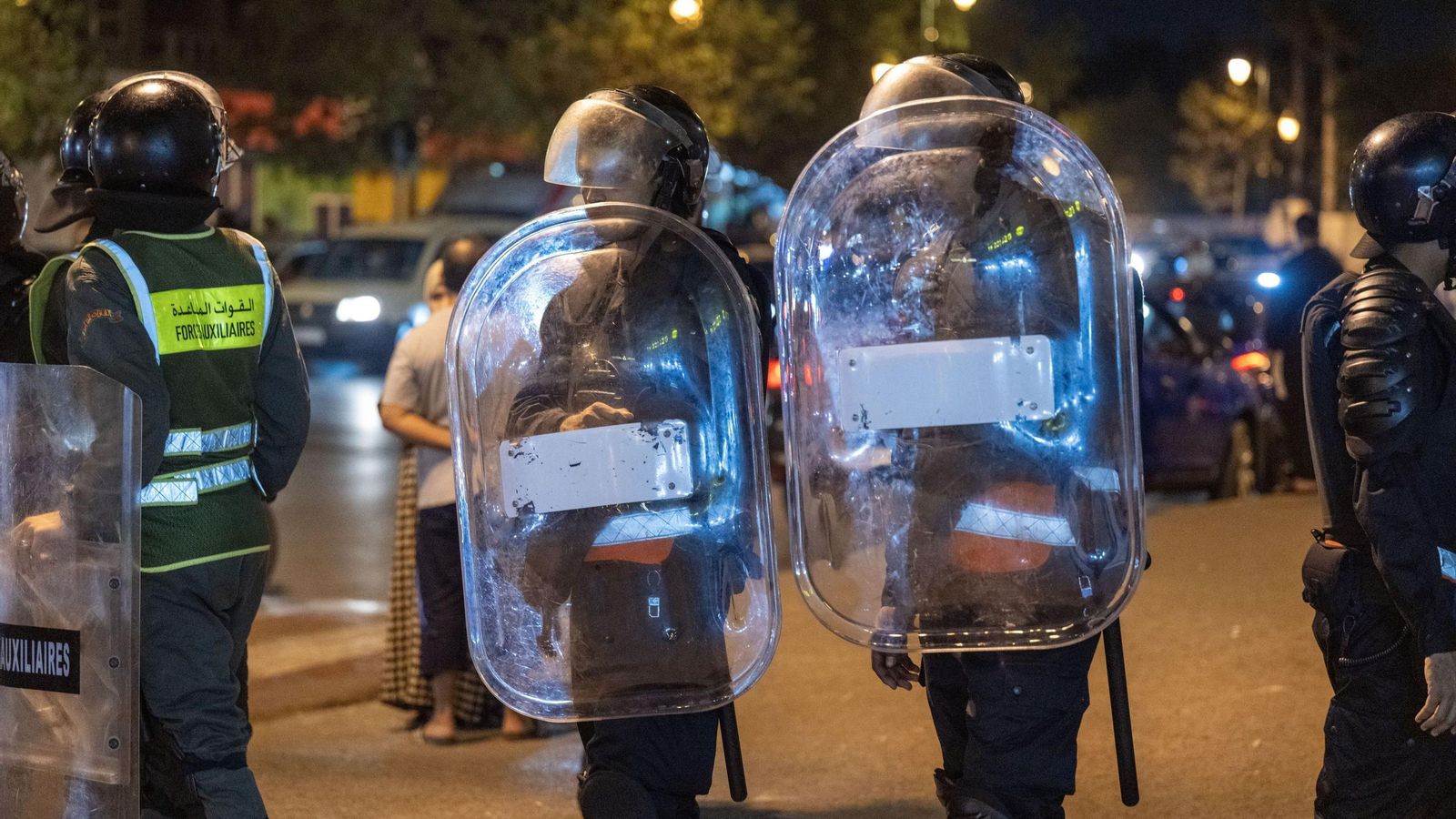Antidisturbios en Rabat.