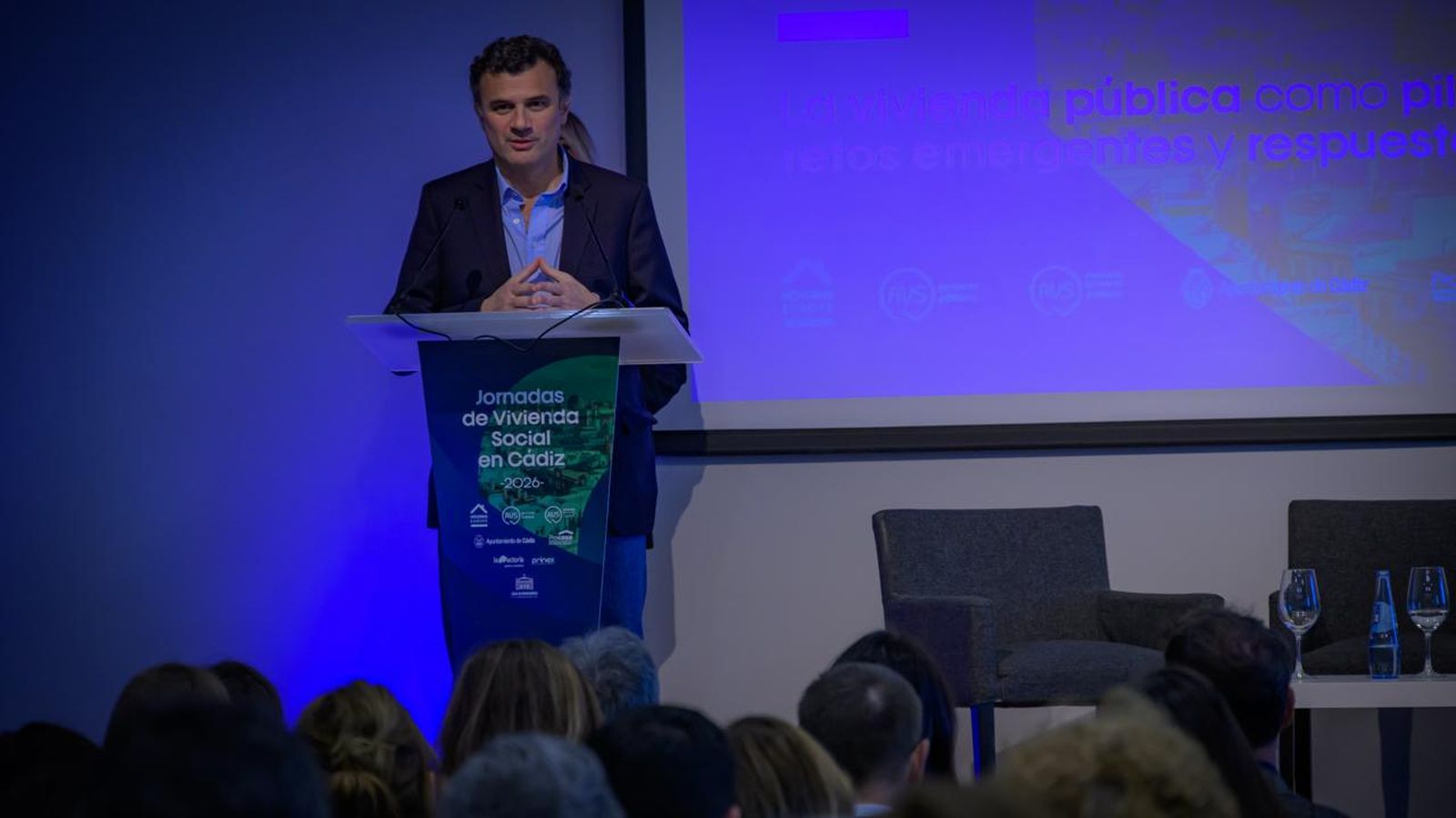 El alcalde de Cádiz, Bruno García, en la inauguración de las Jornadas de Vivienda Social.