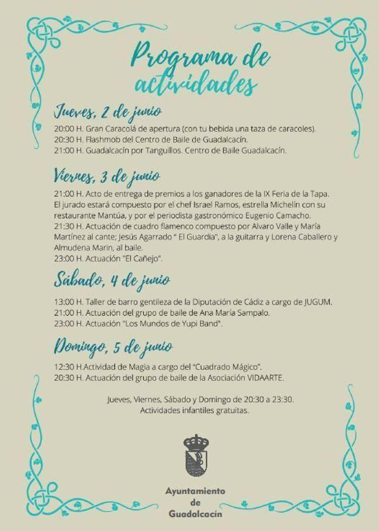 Programa de actividades de la Feria de la Tata de Guadalcacín.