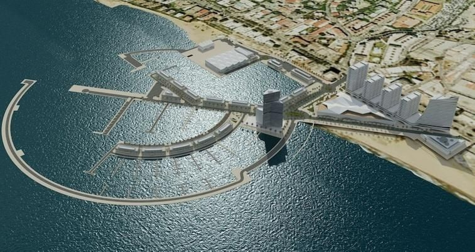 Infografía del proyecto con el que el jeque Al Thani se hizo con la concesión del puerto de La Bajadilla.