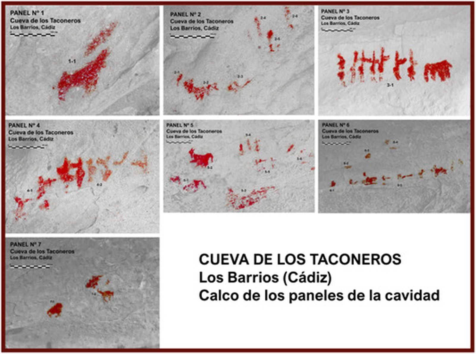 Calcos de los paneles de la Cueva de los Taconeros.