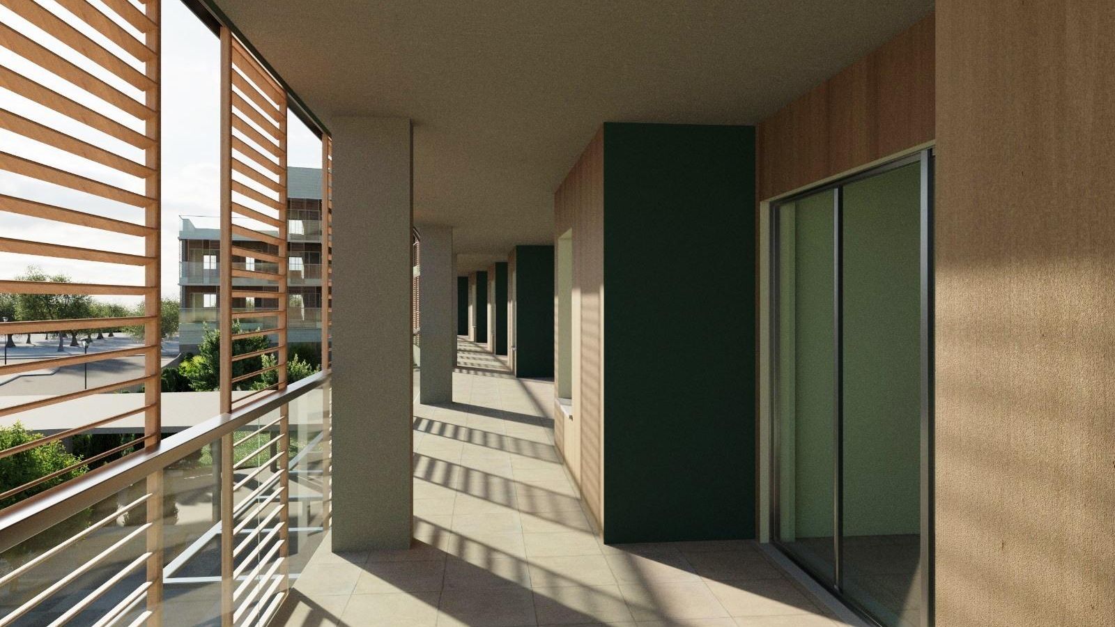 Foto virtual de la galería de los apartamentos.