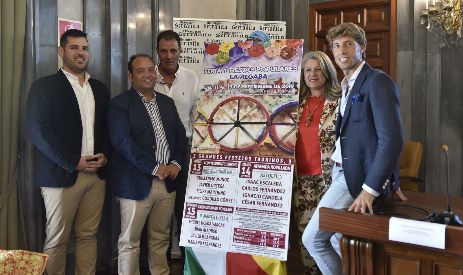 Presentación de la Feria de La Algaba 2019, con Escribano -a la derecha- quien apadrina el ciclo.
