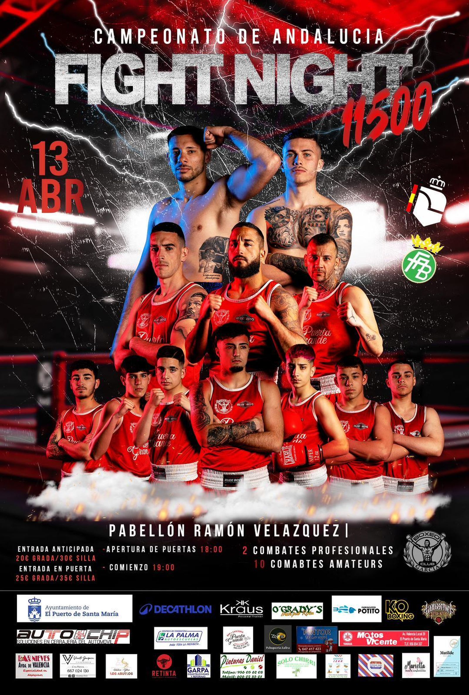 El cartel anunciador de la velada de boxeo.
