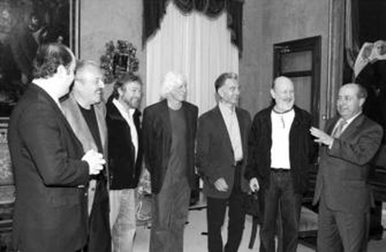Daniel Rabinovich, Carlos Núñez, Carlos López Puccio, Jorge Maronna y Marcos Mundstock, Les Luthiers, ayer en Granada.