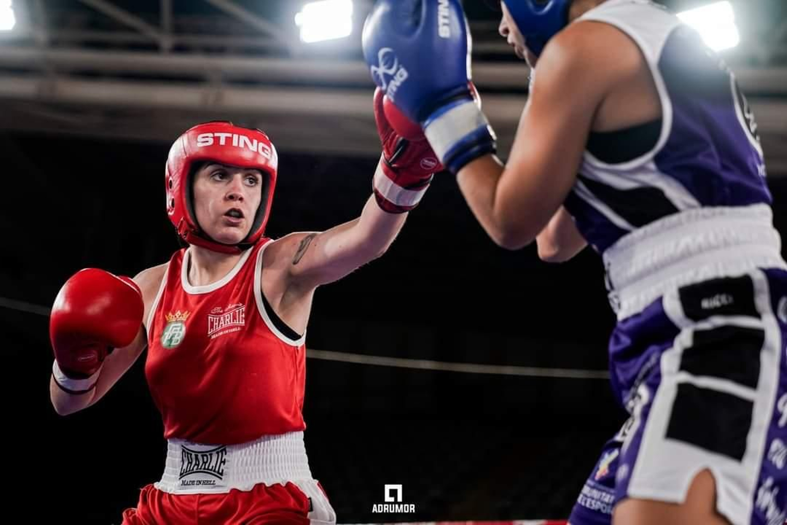 La boxeadora jiennense, durante un combate del pasado Campeonato de España.