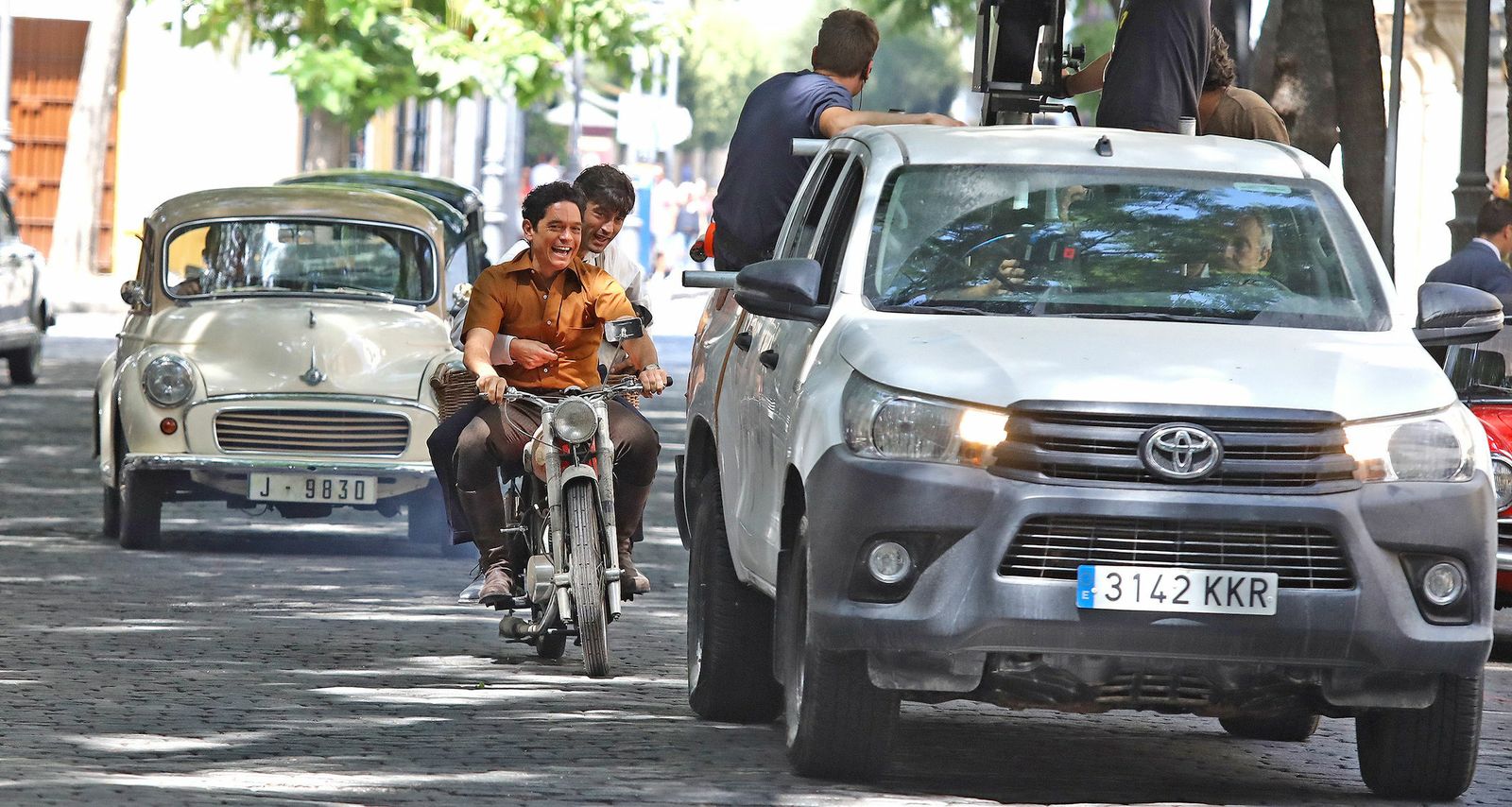 Rodaje de 'El verano que vivimos' en la calle Porvera el pasado 28 de agosto. La película se estrenará en 2020.