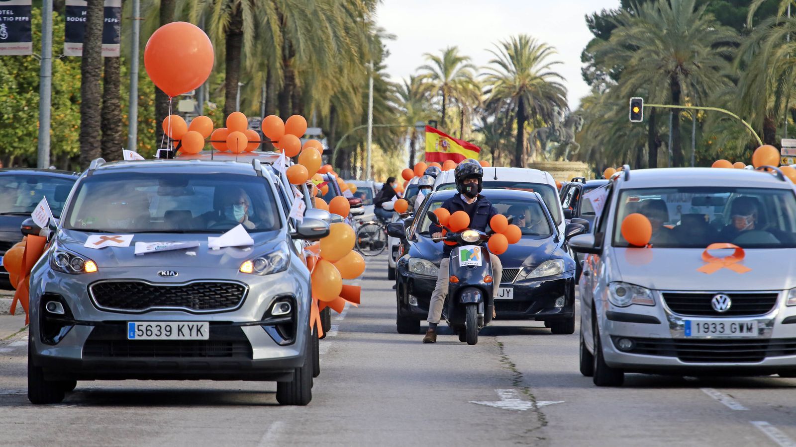 Imágenes de la manifestación en vehículos contra la Ley Celaá en Jerez