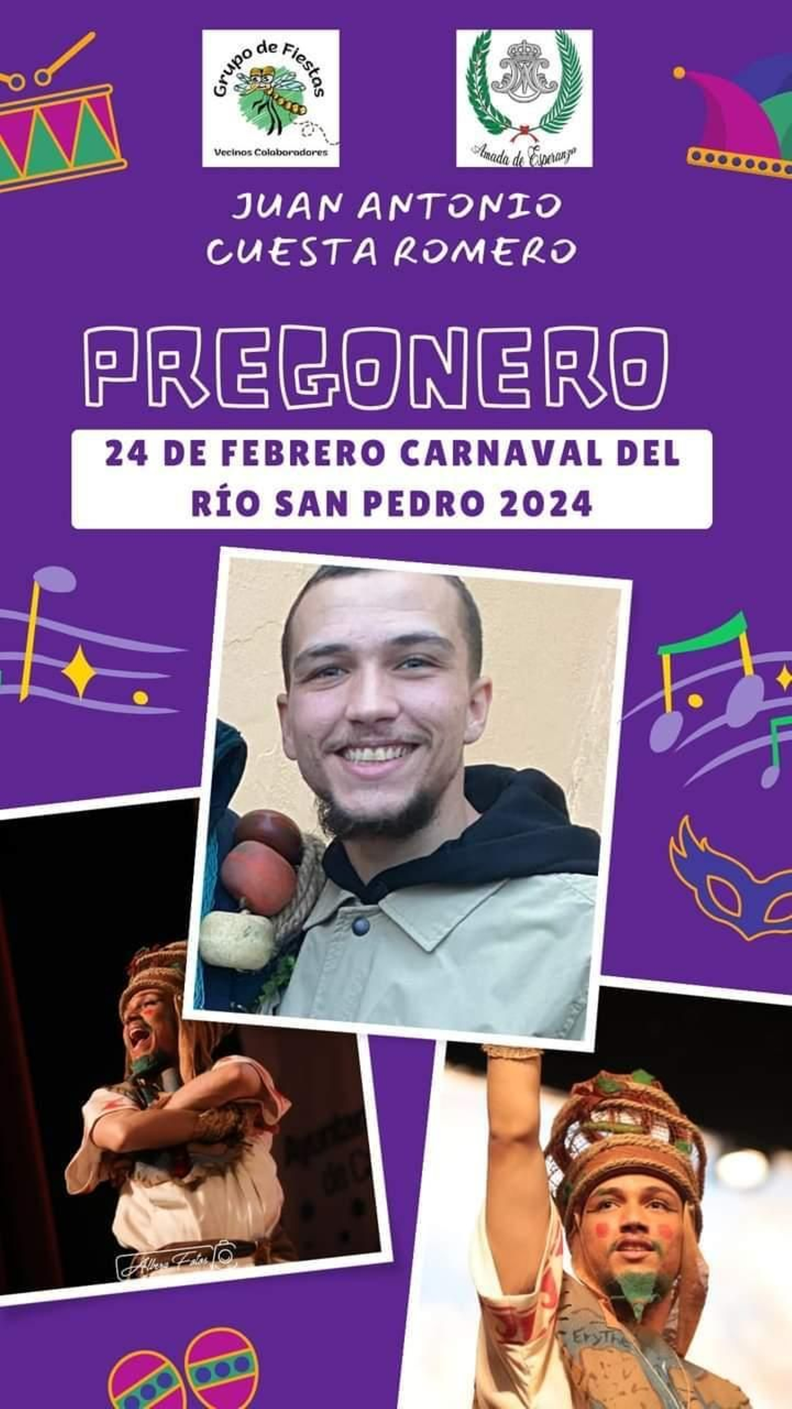 Juan Antonio Cuesta, pregonero del II Carnaval Río San Pedro