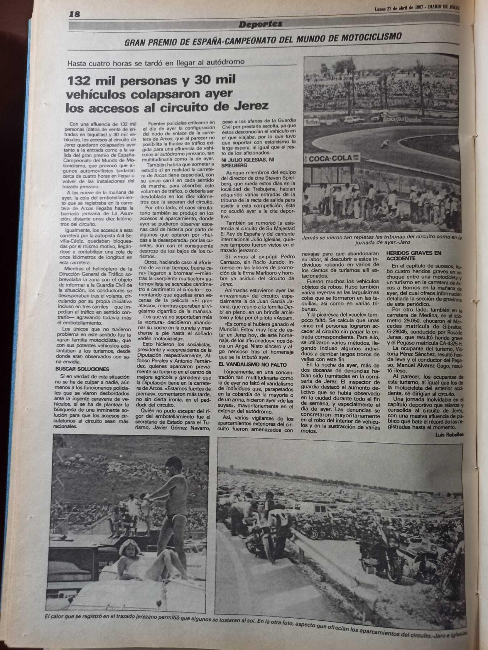 El primer Gran Premio en el Circuito de Jerez fue un éxito de público: hizo mucho calor y el aparcamiento estuvo repleto.