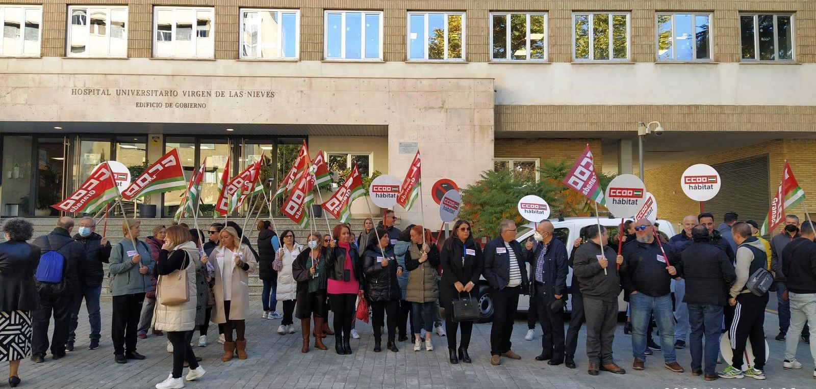Manifestación del sindicato en la mañana de este martes.