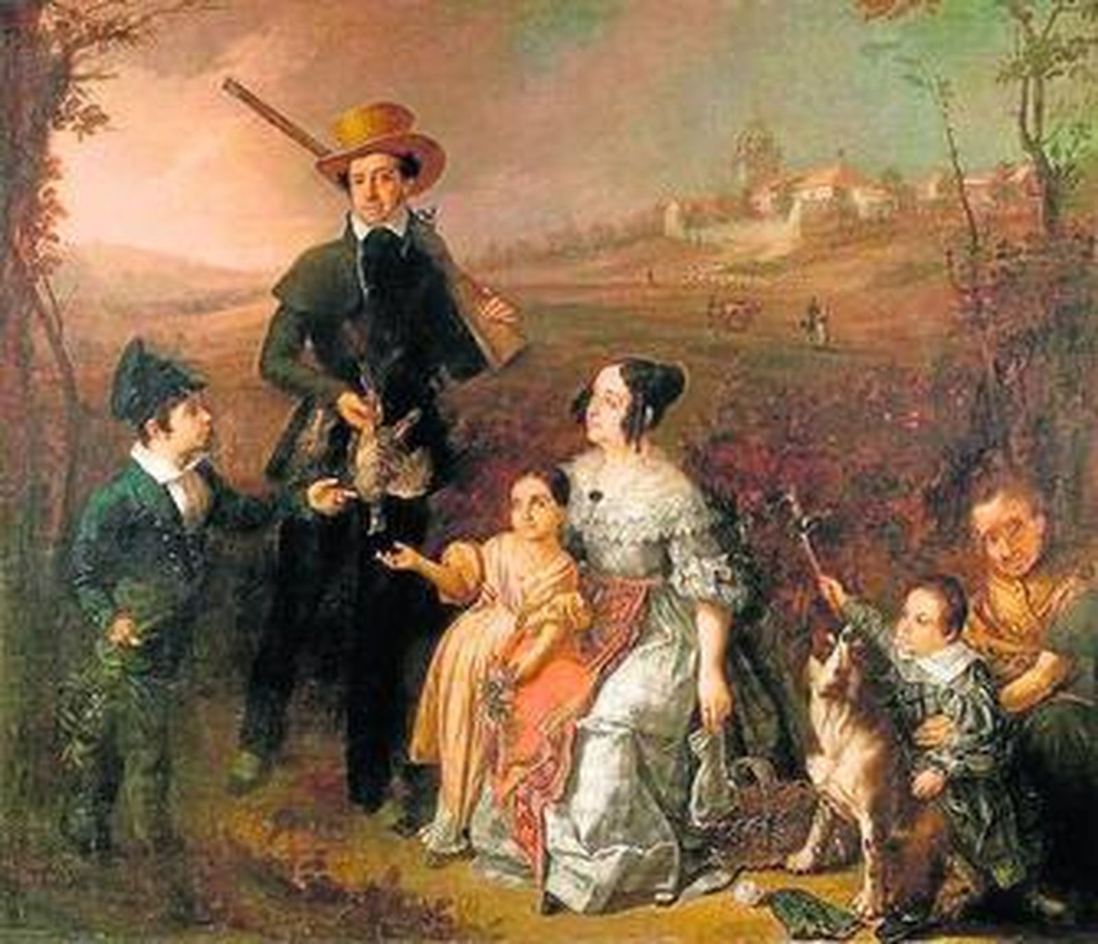 1. 'La feria de Sevilla', de Joaquín Domínguez Bécquer. 2. 'Retrato del marqués de Arco Hermoso y su familia', de Antonio Cabral Bejarano. 3. 'Sevilla desde San Juan de Aznarfarache', de Manuel Barrón. 4. 'Nacimiento de Venus' (1842), de Antonio María Esquivel.