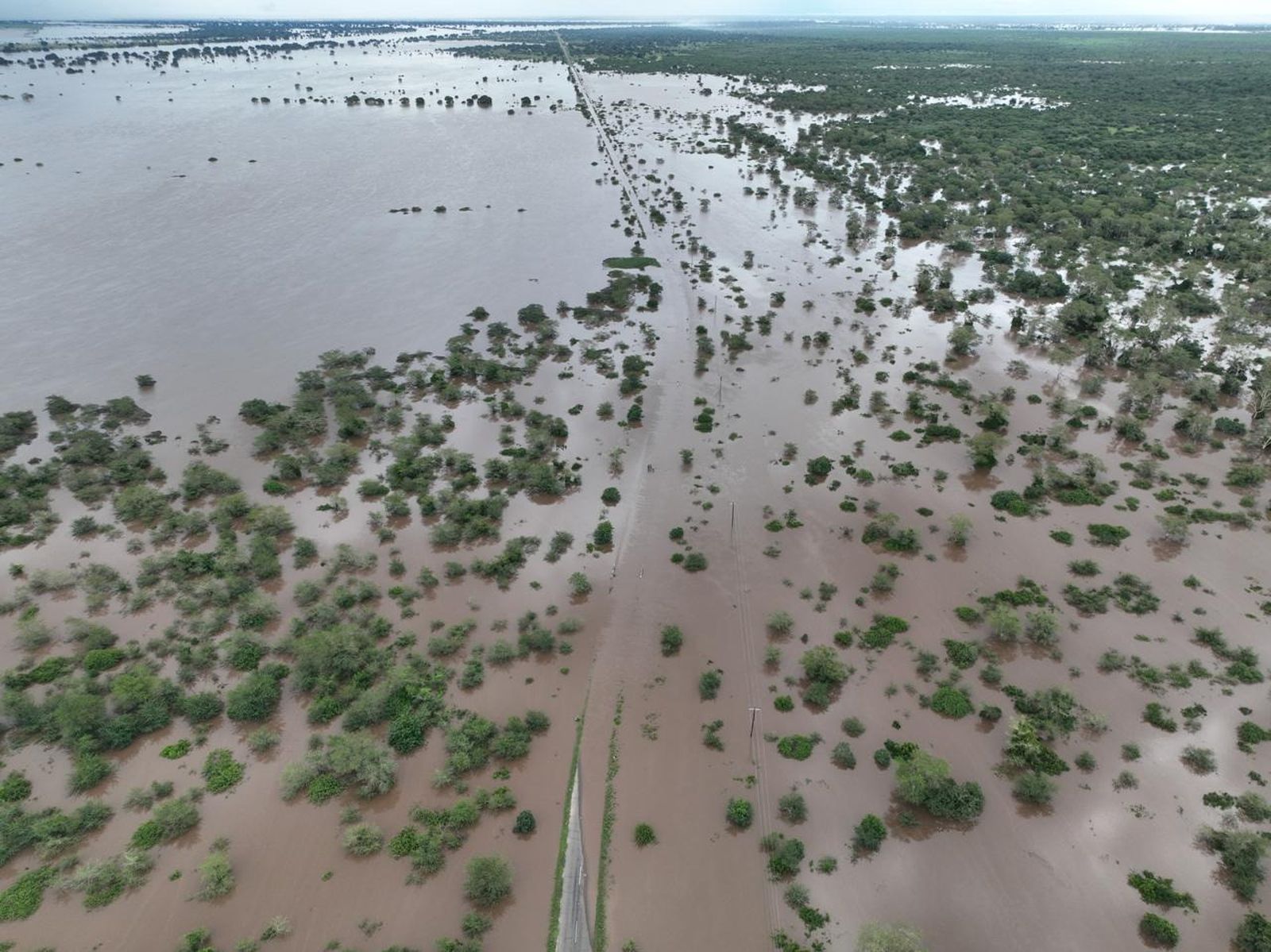 Vista aérea de las grandes inundaciones registradas en Mozambique