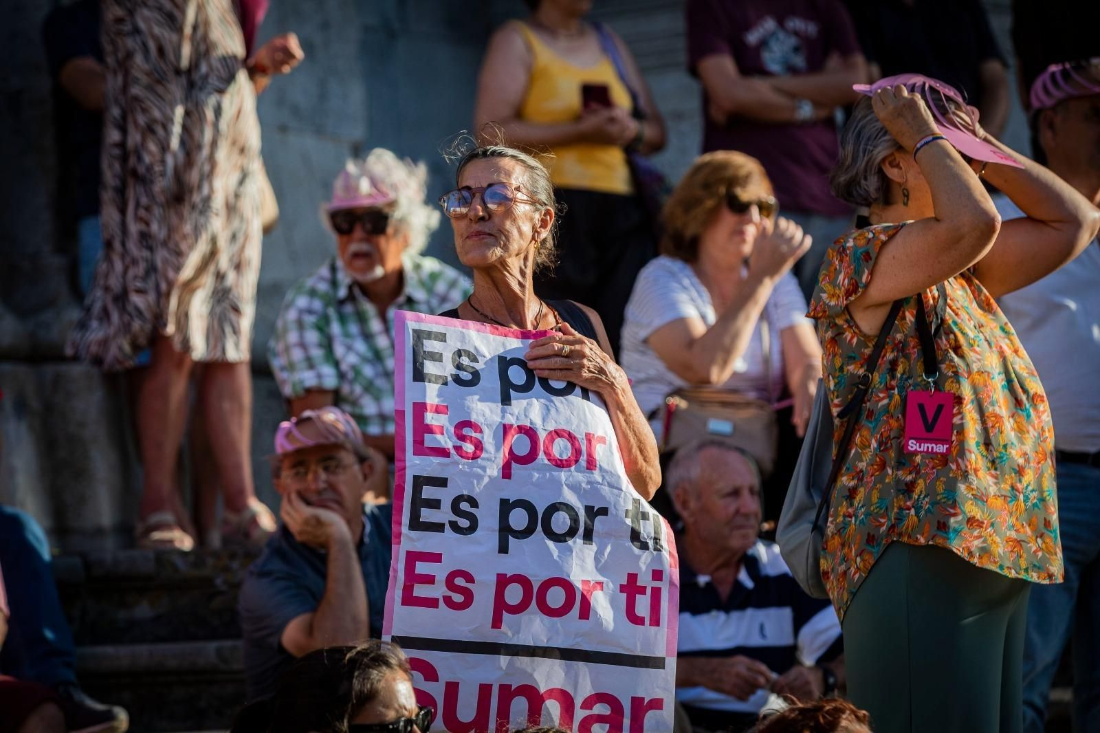 Mitin de Yolanda Díaz con la interrupción de los trabajadores del Metal
