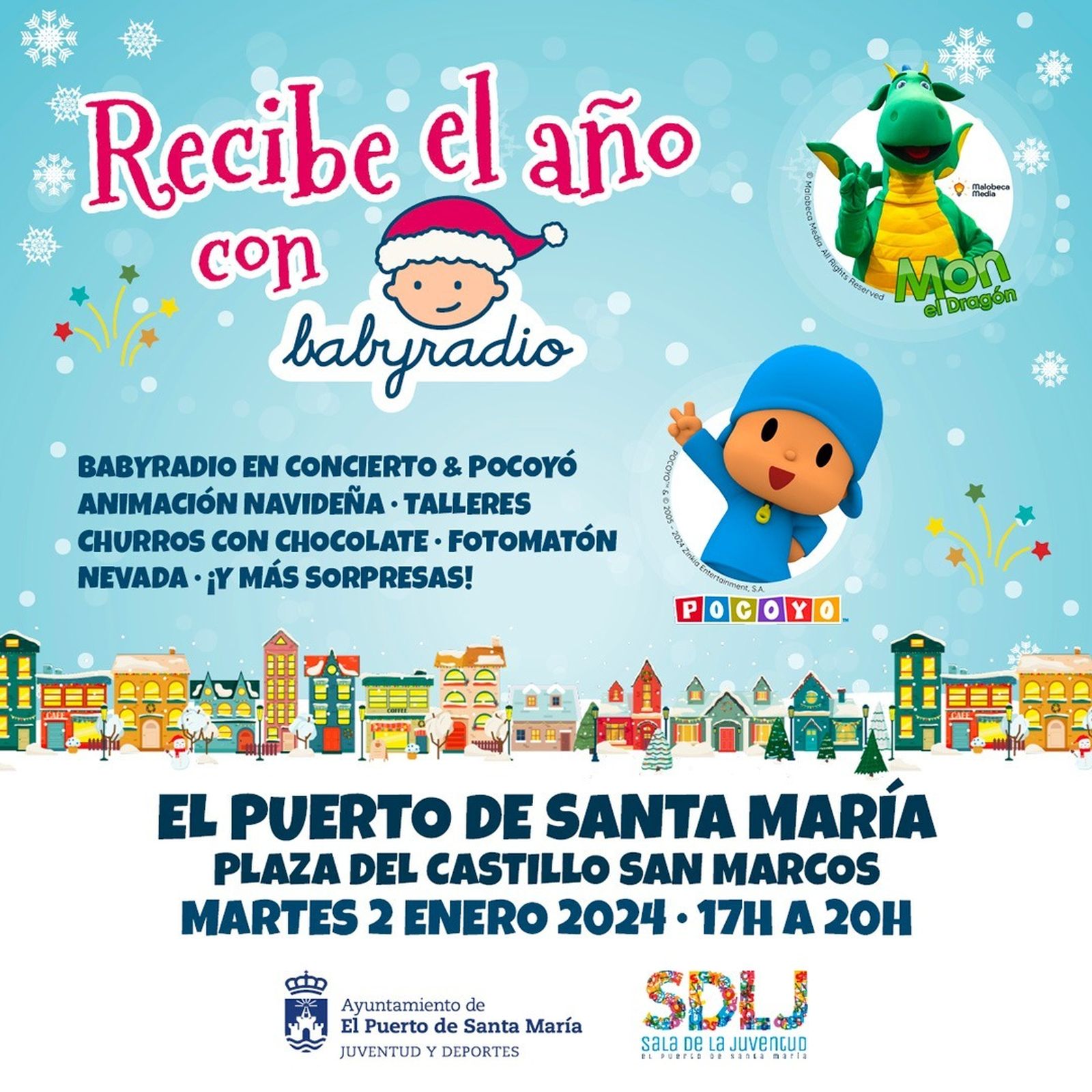 Fiesta de Babyradio el martes 2 de enero en la Plaza del Castillo, en El Puerto