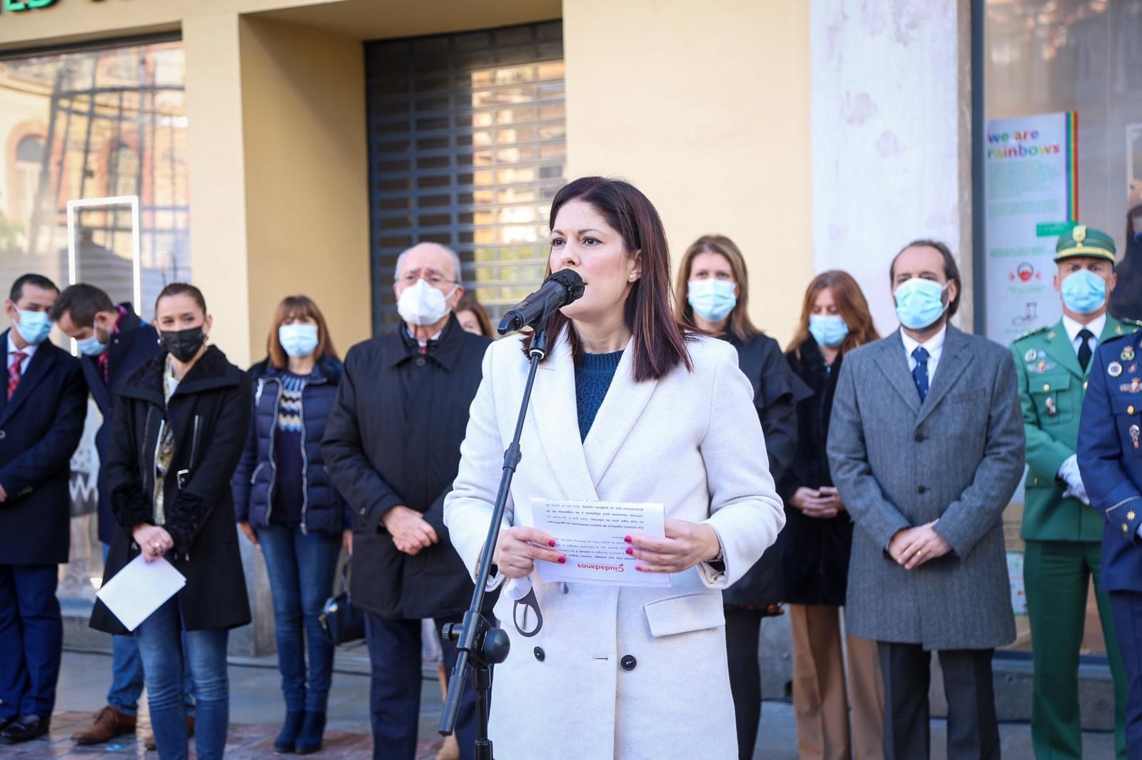 Noelia Losada, de Ciudadanos, en el acto que tuvo lugar en la Plaza de la Constitución.