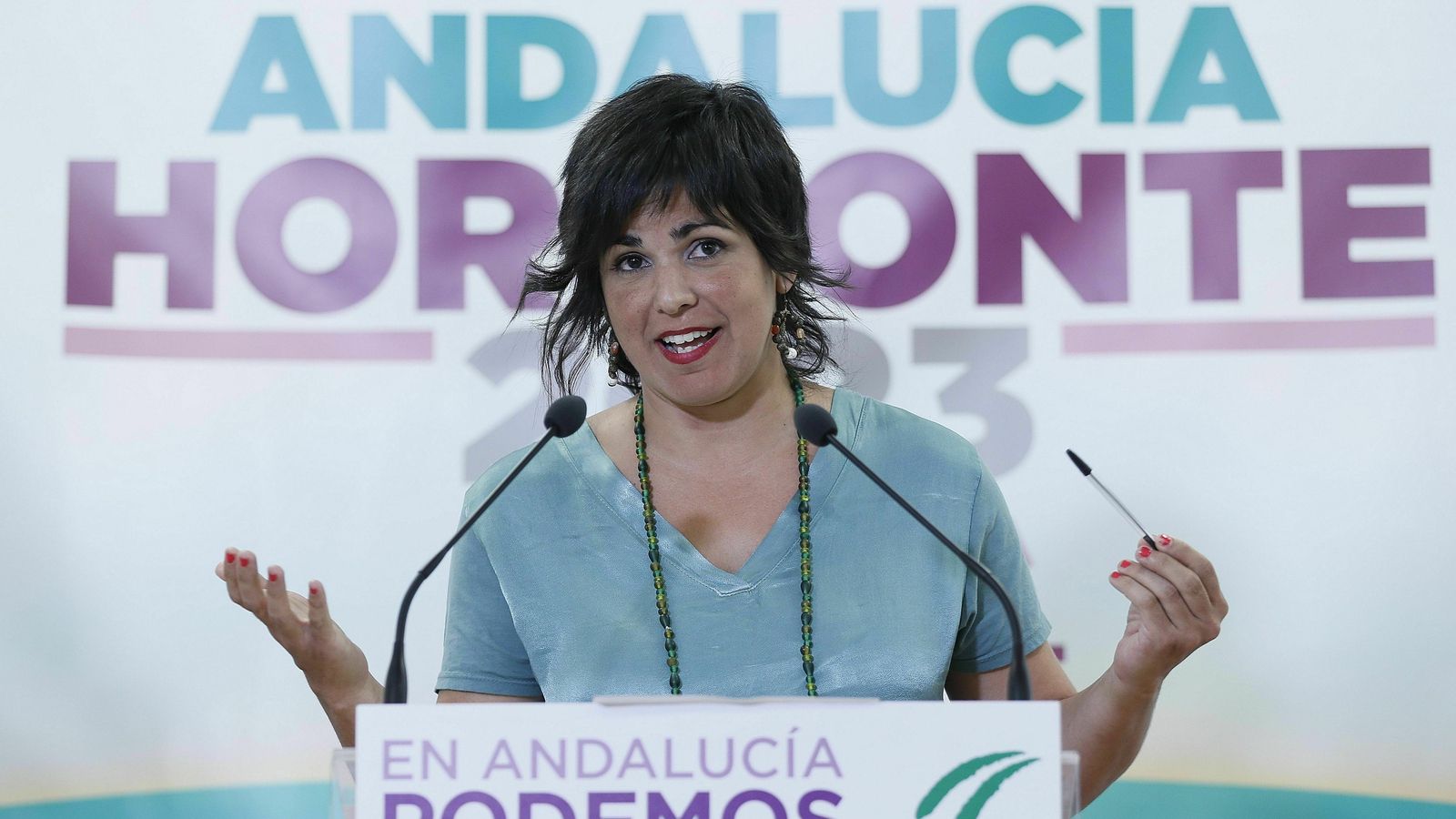 Teresa Rodríguez durante una comparecencia de prensa