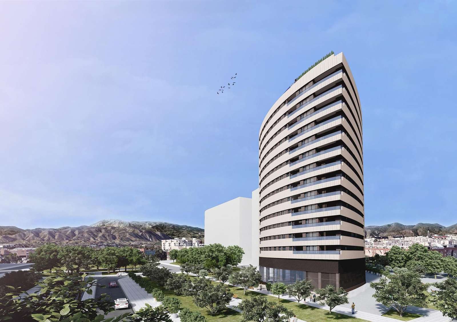 Recreación del futuro edificio Navis en la zona de Teatinos.