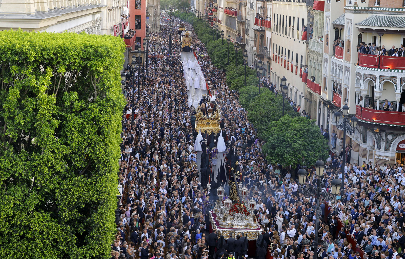Las imágenes del Santo Entierro Grande, a su paso por la Plaza de San Francisco, en la Semana Santa de Sevilla 2023
