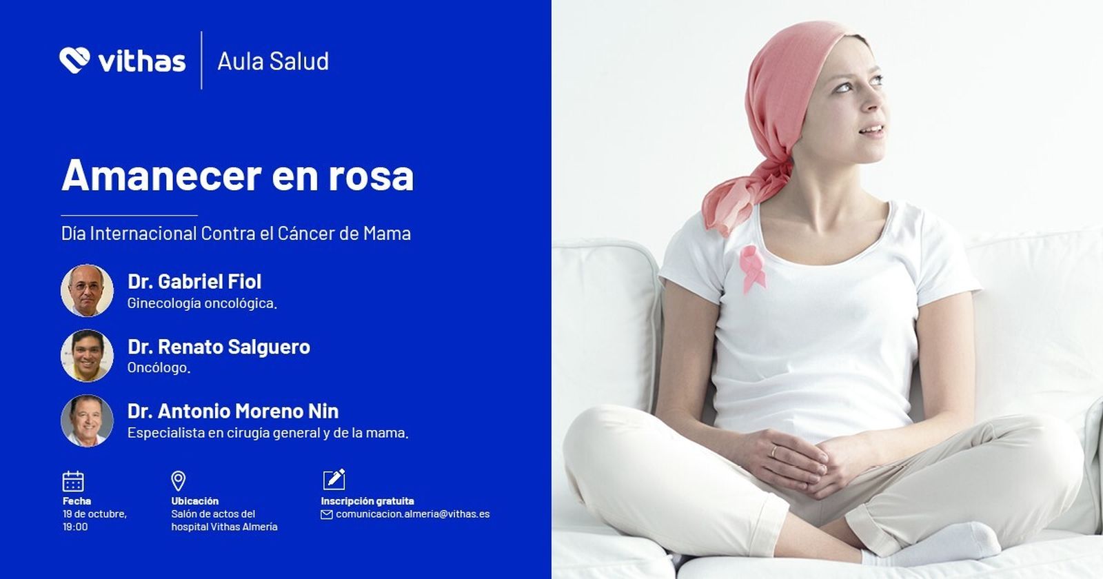 La conferencia taller será en el salón de actos de Vithas Virgen del Mar