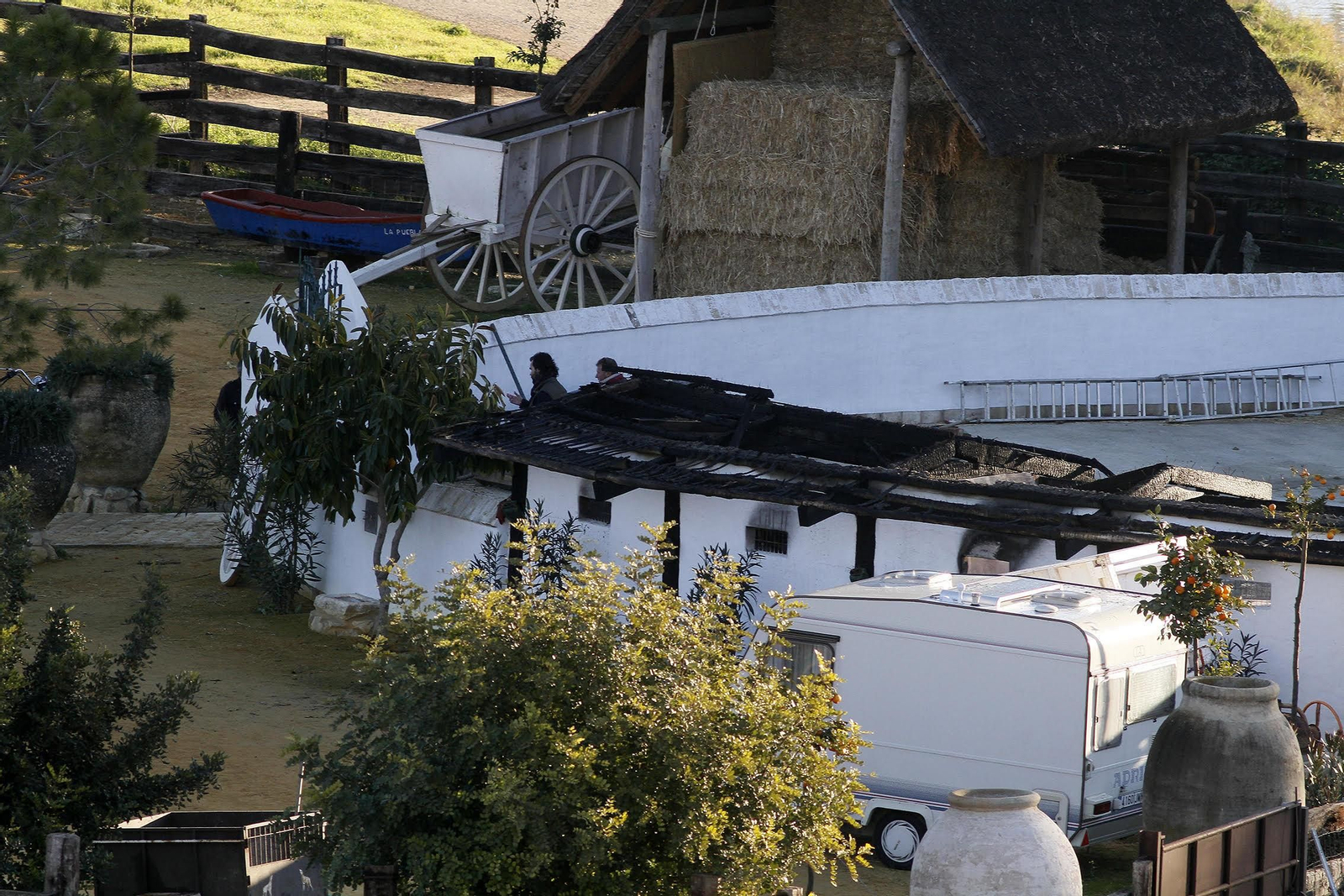 La zona afectada por el incendio en la finca de Morante de la Puebla.